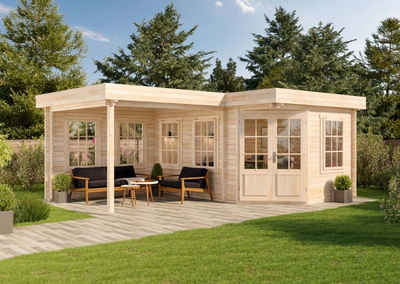 Alpholz Gartenhaus 5-Eck Pepe, BxT: 618x462 cm, Beige 28 mm Wandstärke