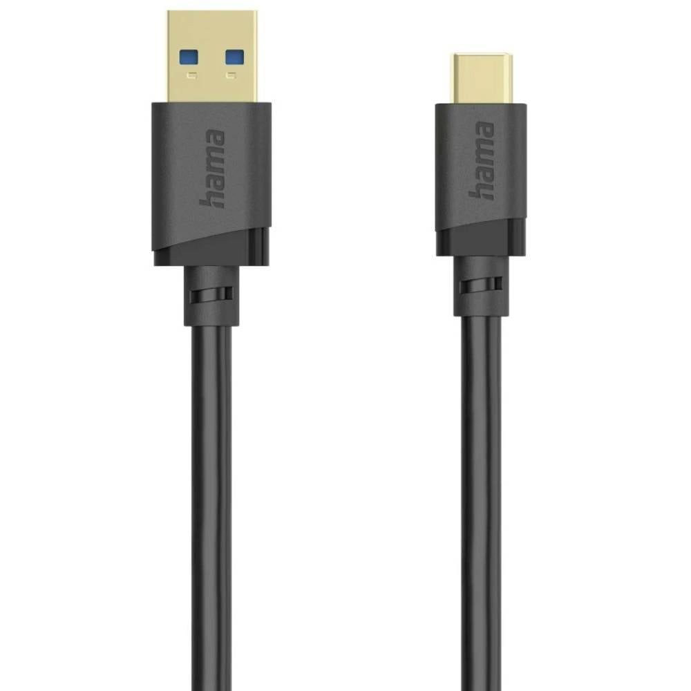 Hama USB-Kabel USB 3.2 Gen1 USB-A Stecker, USB-C® Stecker 3 m Schwarz USB-Kabel, vergoldete Steckkontakte