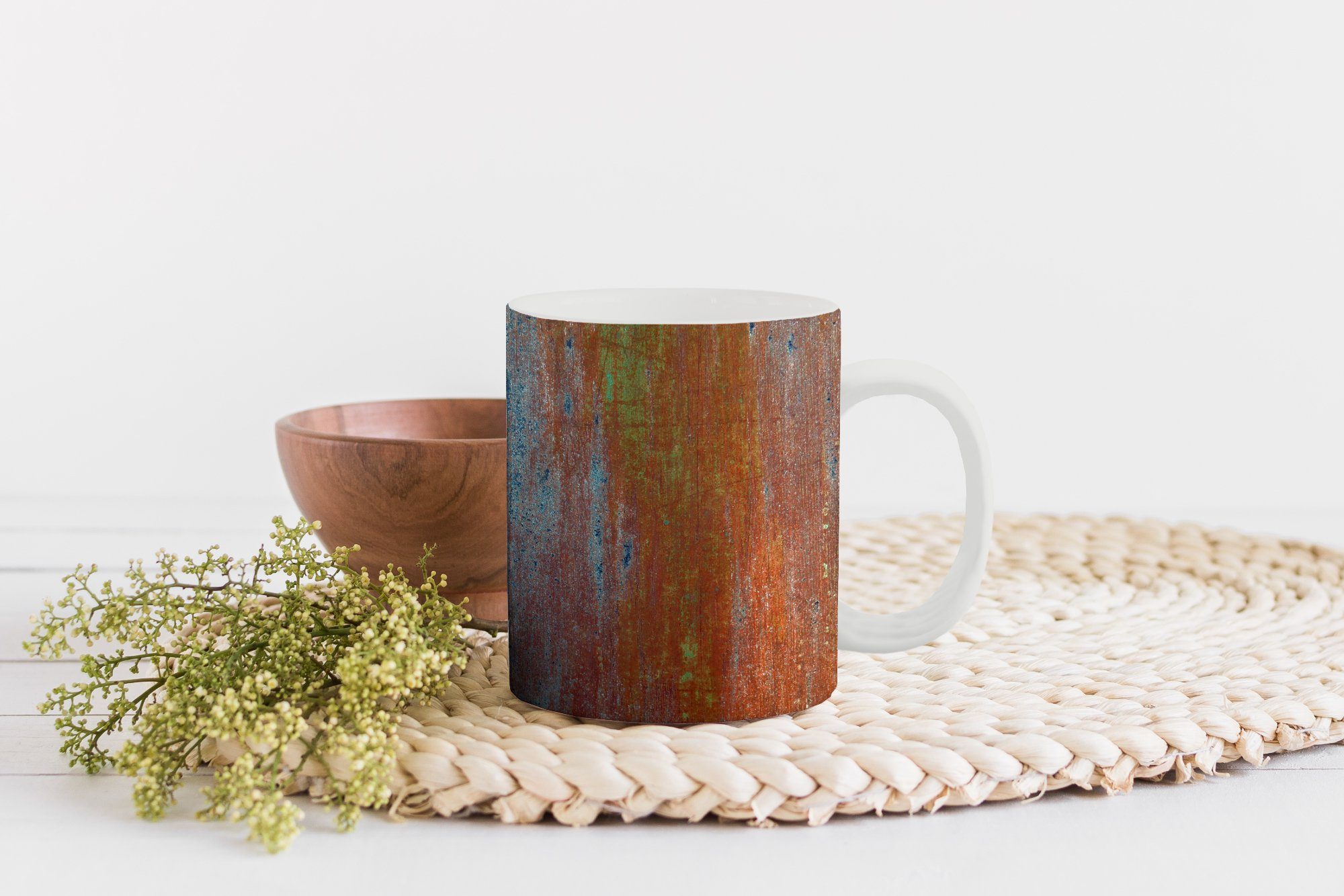 Geschenk Werkstatt, Keramik, aus Teetasse, MuchoWow einer Tasse Becher, Teetasse, Kupferstruktur Kaffeetassen, Platte mit