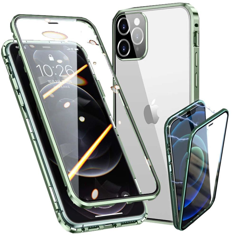 Wigento Handyhülle Beidseitiger 360 Grad Magnet / Glas Case Bumper für Apple iPhone 13 Pro Handy Tasche Case Hülle Cover New Style