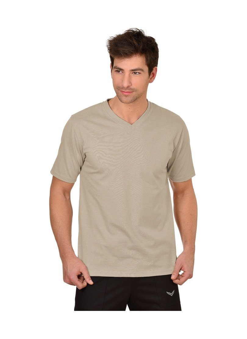 T-Shirt sand Baumwolle V-Shirt Trigema TRIGEMA DELUXE