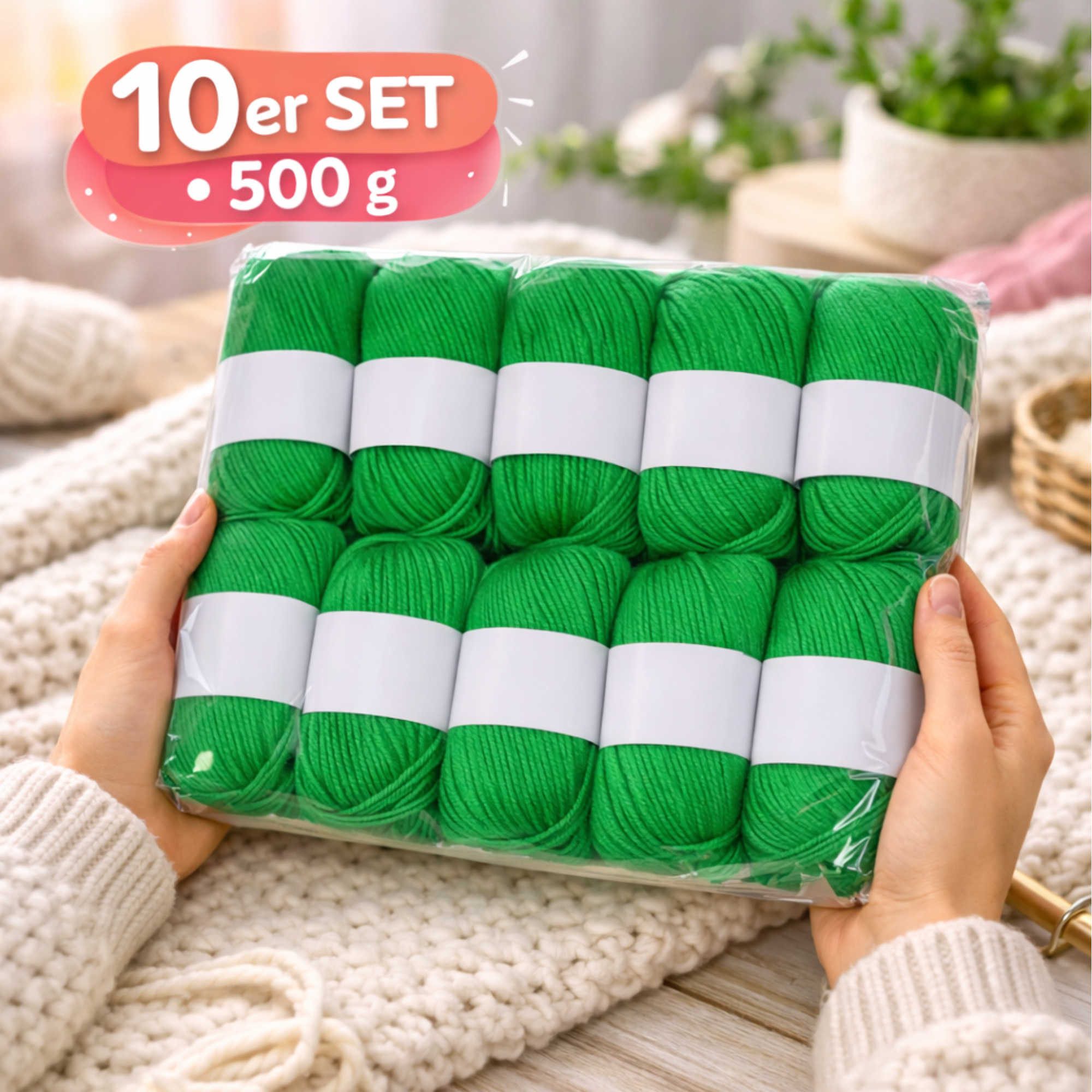 Nomiro 10er Set Luxus-Mischgarn - 500g Wolle - weiches Webgarn 10x50g Häkelwolle, 600 m (Set, 10 Knäuel je 50 g - Gesamtgewicht 500 g)