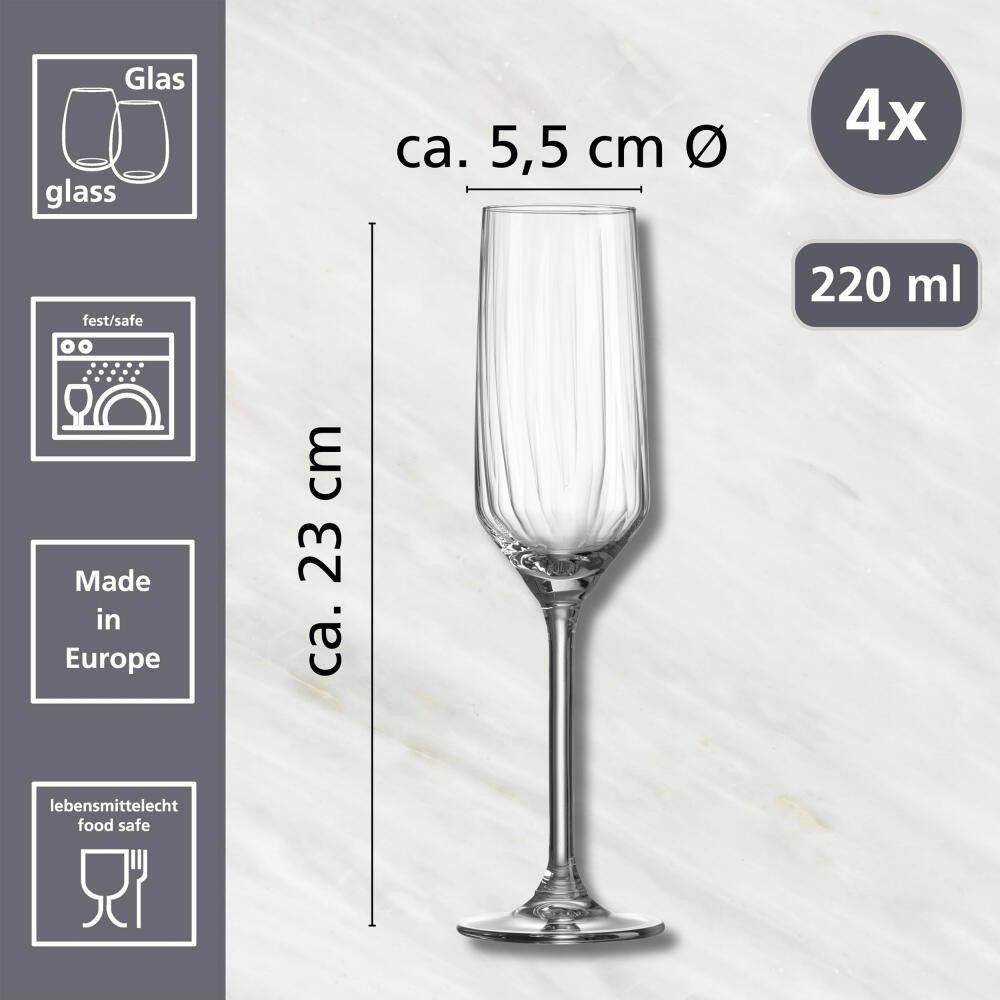 Ritzenhoff & Breker Sektglas 4er Set Jive, 220 ml, 4-tlg., Glas