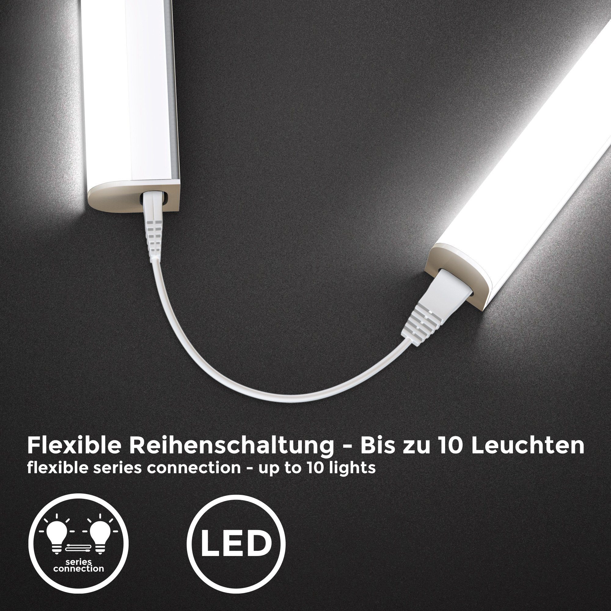 B.K.Licht durch Unterbauleuchte, Lichtleiste, Stecksystem 700Lm, LED 8W, Unterschrankleuchte L: Neutralweiß, 57.3cm, 4.000K Licht, Neutralweißes integriert, LED BK_UL1226 fest Erweiterbar