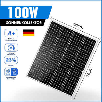 GLIESE Solarmodul 100W 12V Monokristallin Solarpanel, 100,00 W, Monokristallin, (1 Stück Solarmodul, 1 Stück 100W Solarmodul)