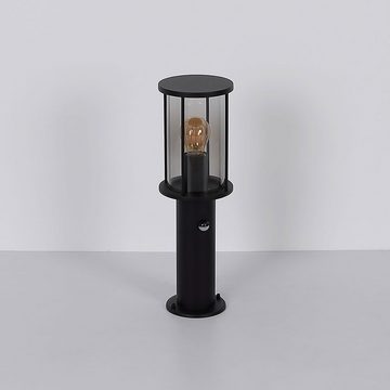 Globo Sockelleuchten, Leuchtmittel nicht inklusive, Außenlampe Stehleuchte Sockel Edelstahl schwarz wetterfest H 45 cm