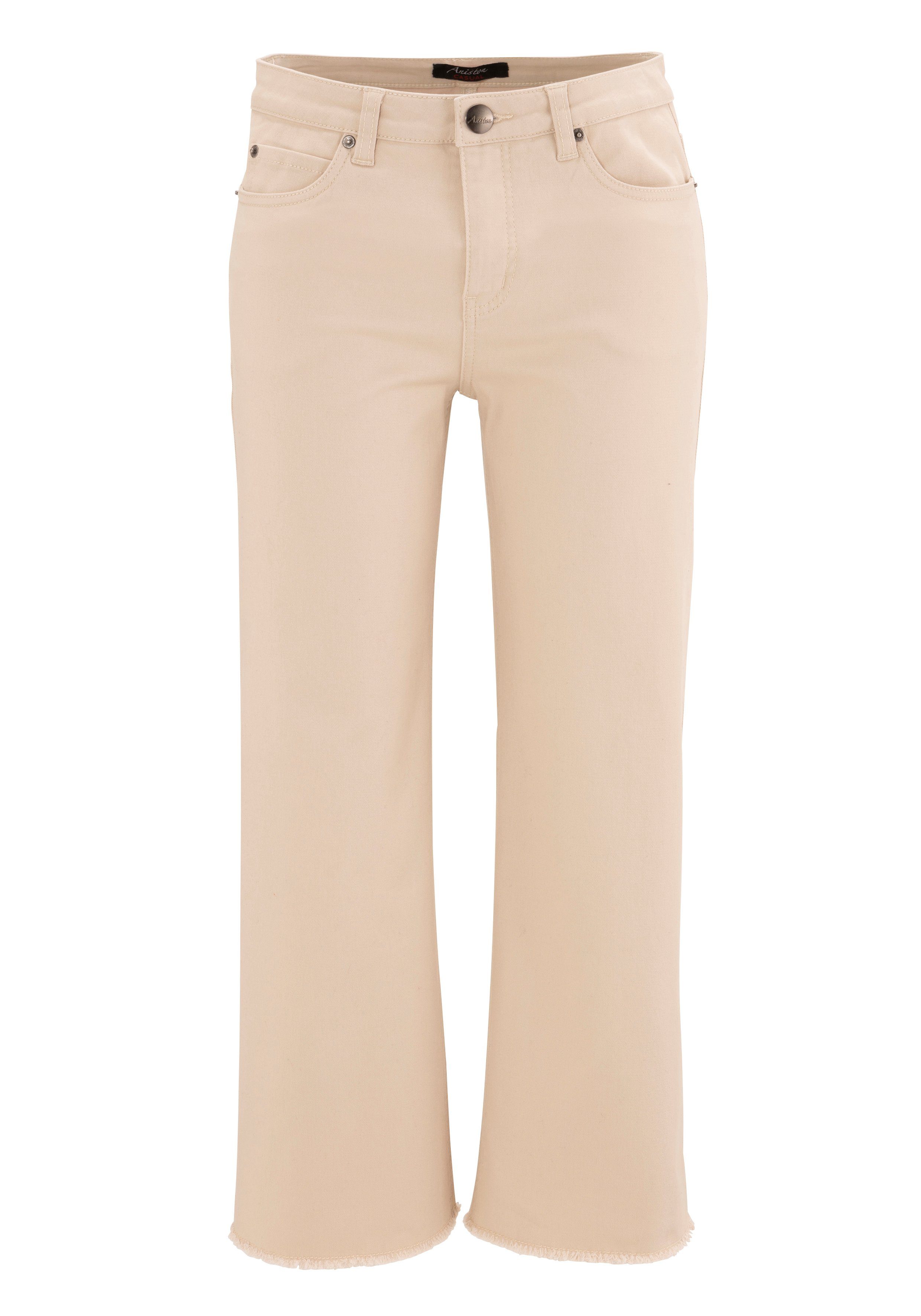 Aniston CASUAL 7/8-Jeans sand Beinabschluss leicht ausgefranstem mit