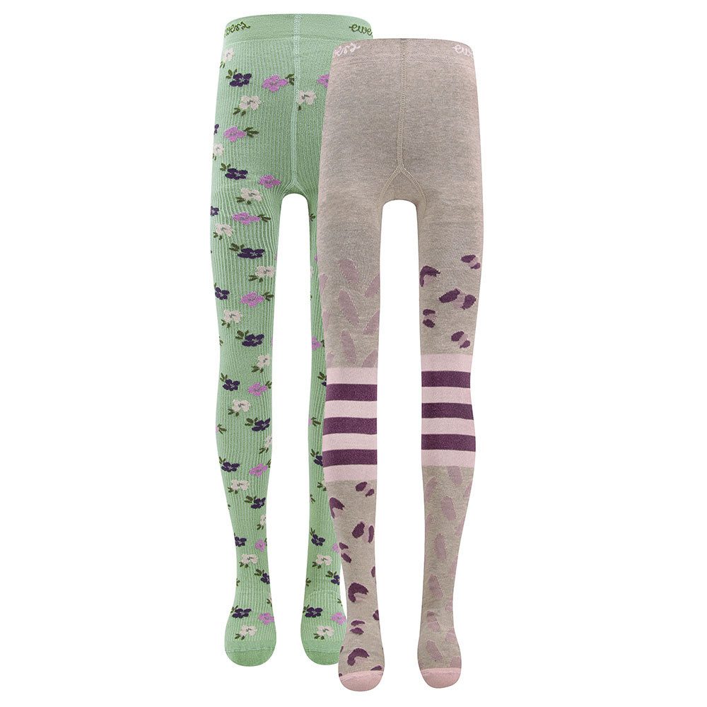 Ewers Strumpfhose Strumpfhose 2er Pack Flipside/Blumen (2 St. 2er-Set) 80% Baumwolle, 17% Polyamid, 3% Elasthan