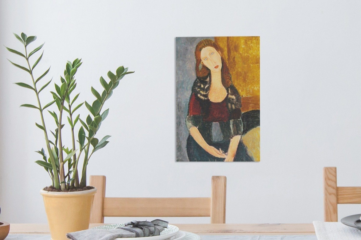 Porträt Zackenaufhänger, Amedeo der 20x30 OneMillionCanvasses® fertig - Jeanne Hébuterne von (1 Gemälde St), Leinwandbild Gemälde, inkl. cm Leinwandbild Modigliani, bespannt