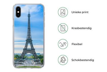 MuchoWow Handyhülle Der Eiffelturm vor einer farbenprächtigen Kulisse, Handyhülle Apple iPhone Xs, Smartphone-Bumper, Print, Handy