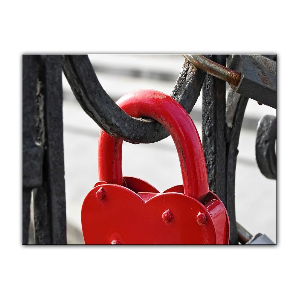 Bilderdepot24 Leinwandbild Rotes Herzschloss, Romantik