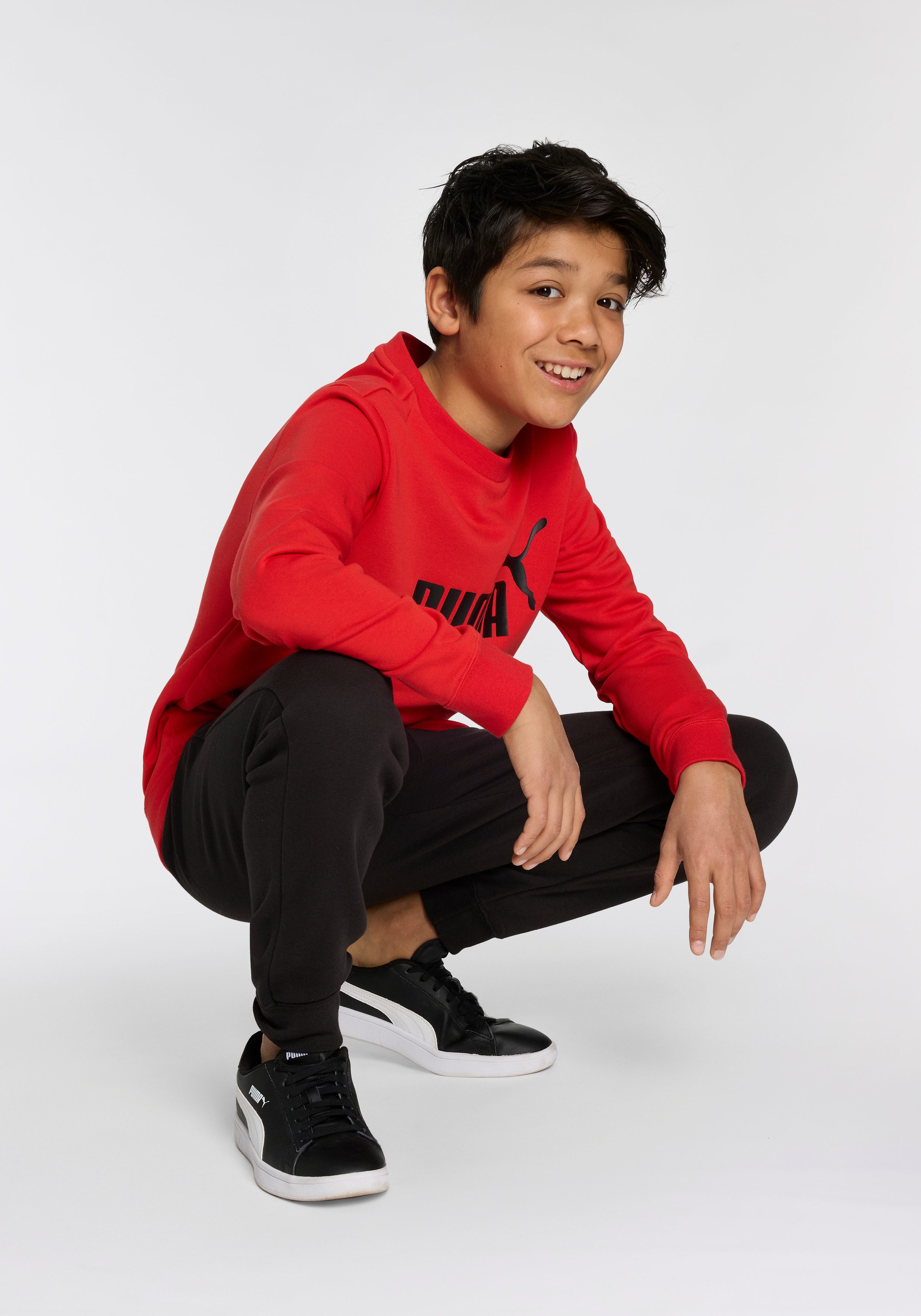 PUMA Trainingsanzug ESS NO.1 LOGO CREW SWEAT SUIT TR B (2-tlg), für Jugendliche, mit Rundhalsausschnitt, mit gerippten Bündchen