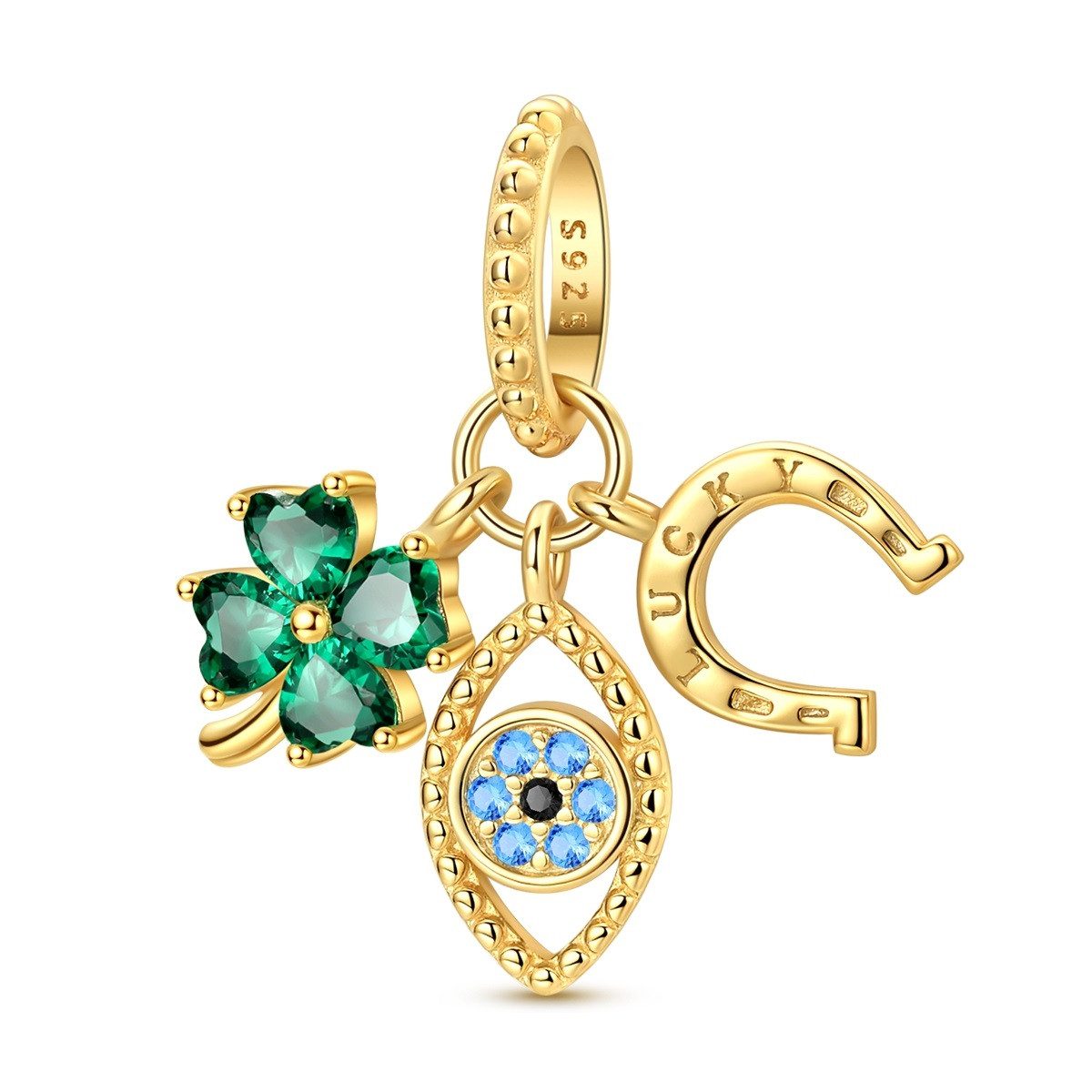 PANDACHARMS Bead Alle Glücksbringer Gold Charm Anhänger, 925er Silber, vergoldet