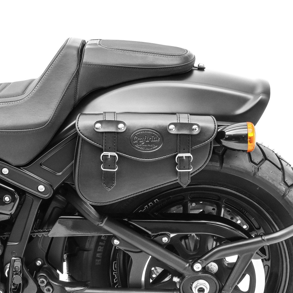 Craftride Satteltasche Motorrad Satteltasche für Custom Retro Vintage Bikes Arizona 3l schwar