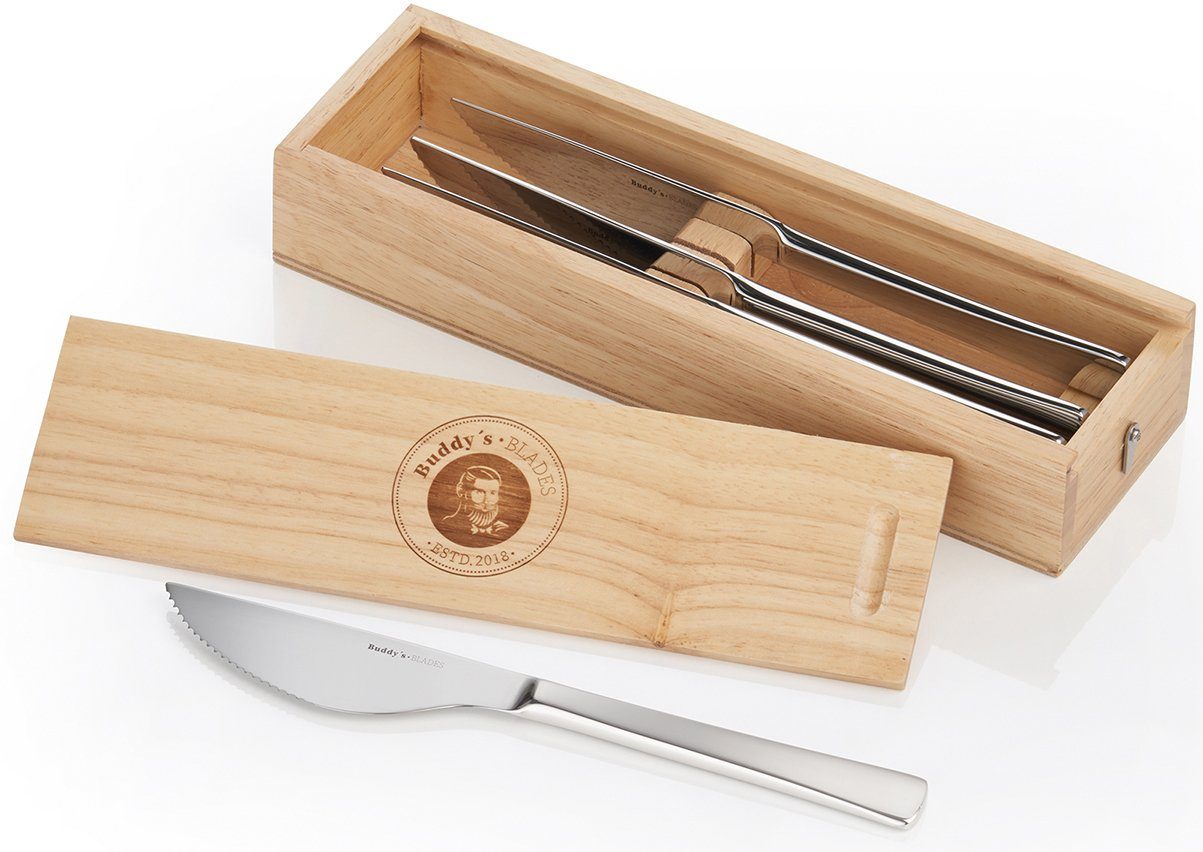 Buddy's Ніж для піци Buddy´s Blades (4 Stück), Edelstahl, mit stilvoller Geschenkbox, für Rechts- und Linkshänder