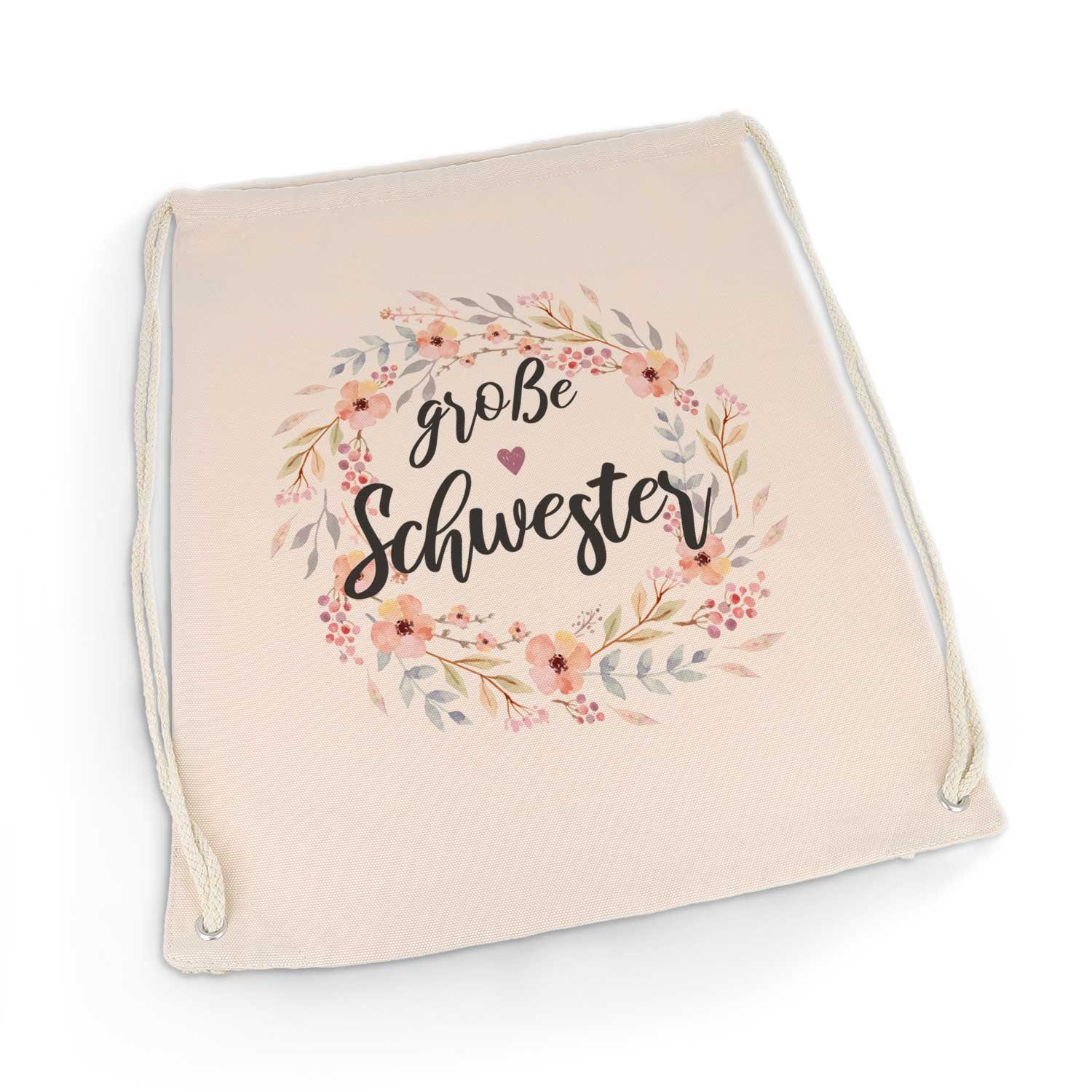 GRAVURZEILE Turnbeutel mit hochwertigem Druck - Große Schwester Design - (Sportbeutel mit Kordelzug, für Sport & Freizeitaktivitäten), 12 Liter 33x45 cm