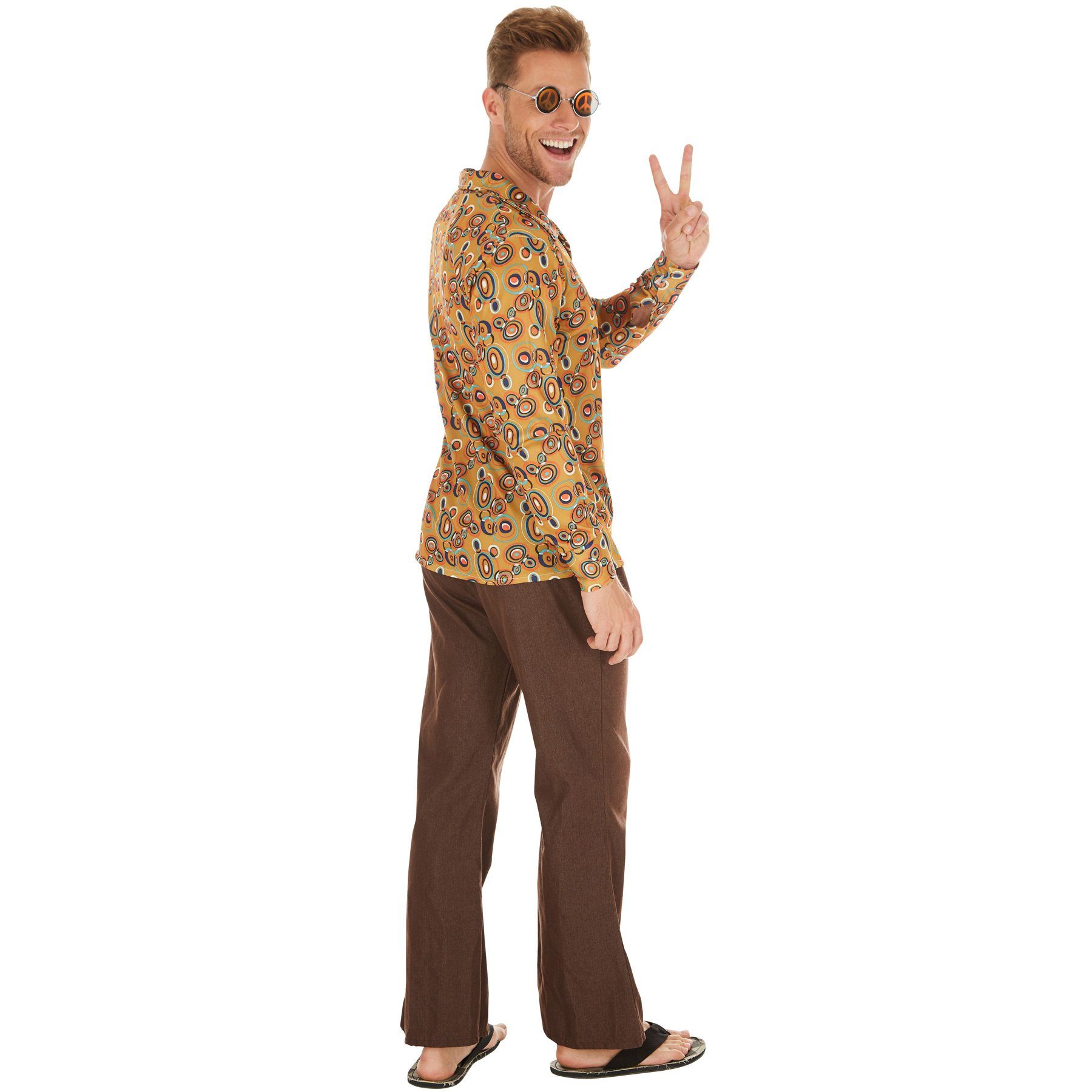 dressforfun Hippie-Kostüm Herrenkostüm Hippie John, Retrohemd aus Elastik-Jersey