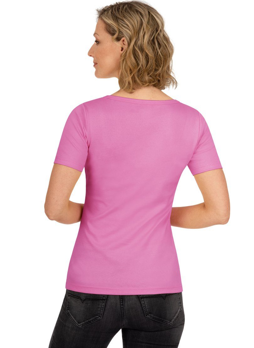T-Shirt Baumwolle/Elastan aus TRIGEMA V-Shirt candy Trigema