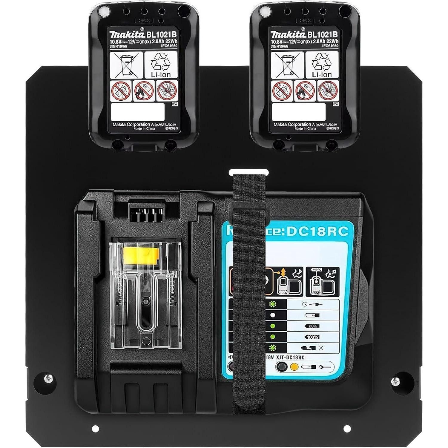 LuxusKollektion Bohrständer Wandhalterung 2in1 Akkuhalter Ladegerät DC18RC 14 4V 18V 2 Akku