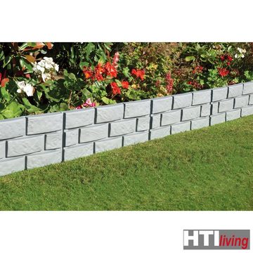 HTI-Living Beetumrandung Beeteinfassung Steinmauer Grau Nessa, 4 Module, Beetbegrenzung Beetumrandung