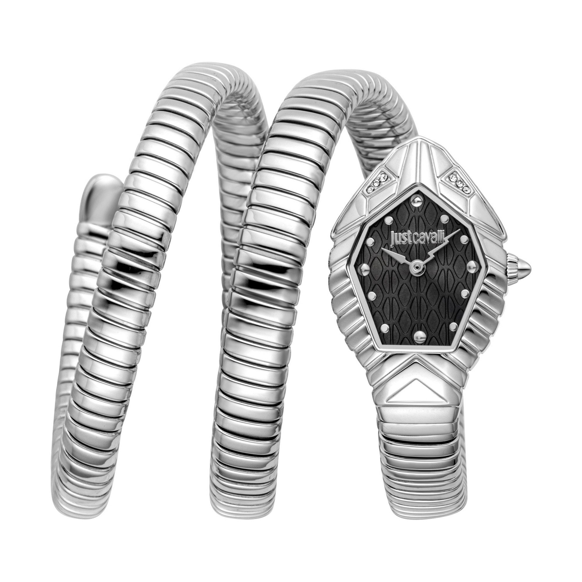 Just Cavalli Time Quarzuhr Signature Snake JC1L428M0015, Armbanduhr, Edelstahlarmband, analog, Kristallsteine