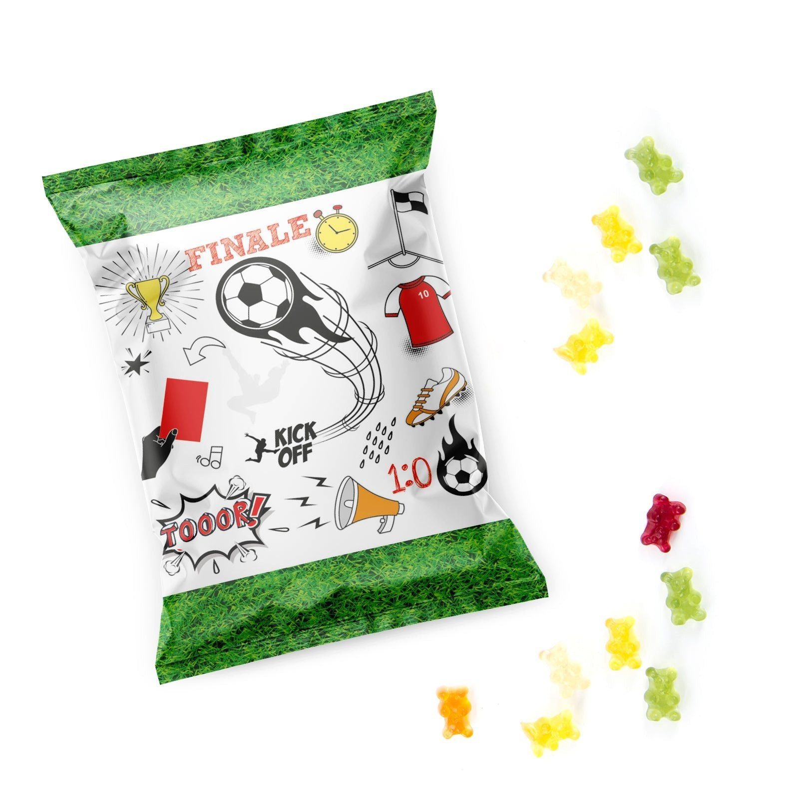 Logbuch-Verlag Dekofigur 10 kleine Fruchtgummi Tütchen Fußball Gummibärchen - Fußballer EM WM