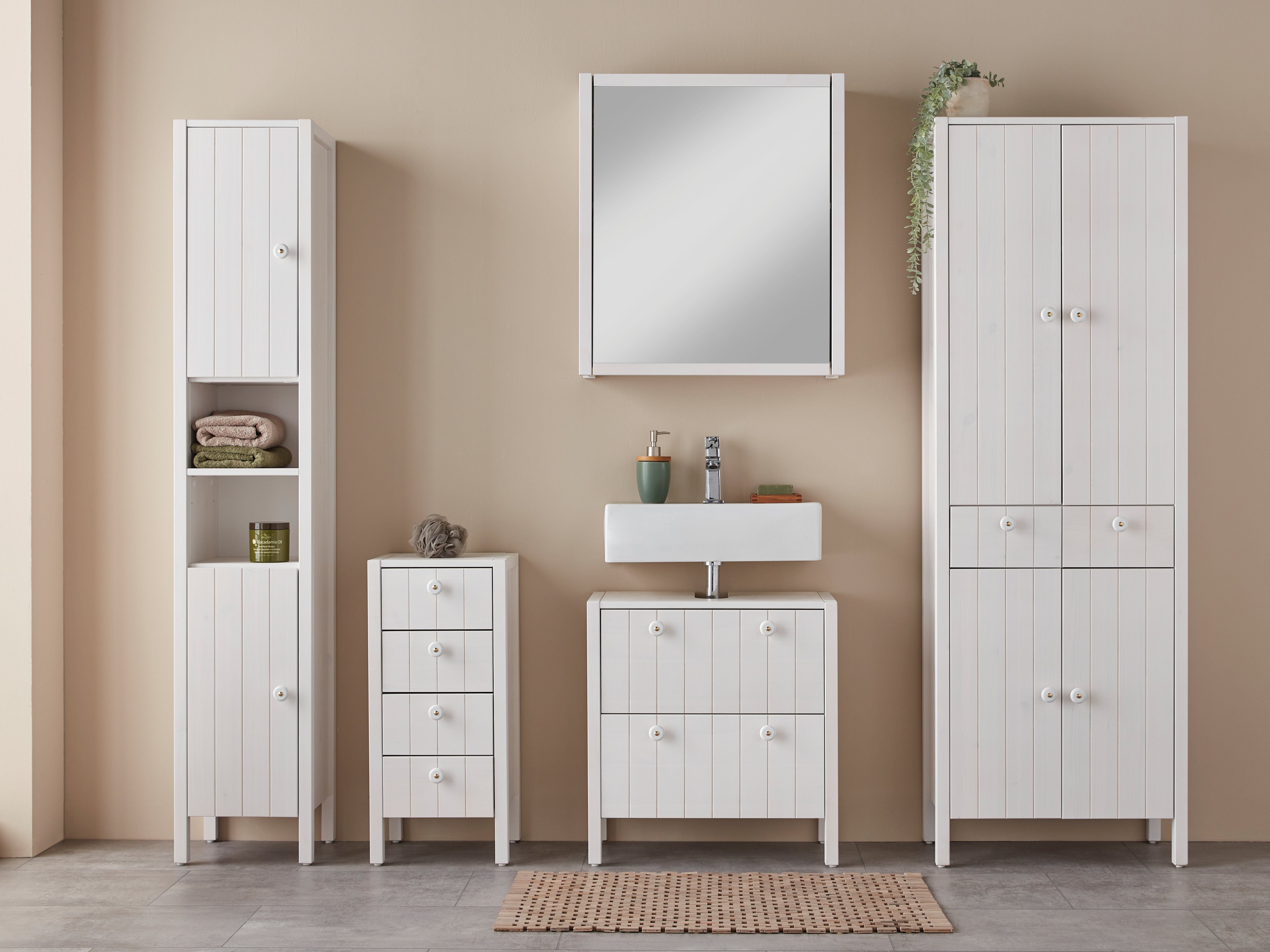Home affaire Midischrank Tina Badmöbel, Kommode, Schrank, Breite 34 cm, Massivholz