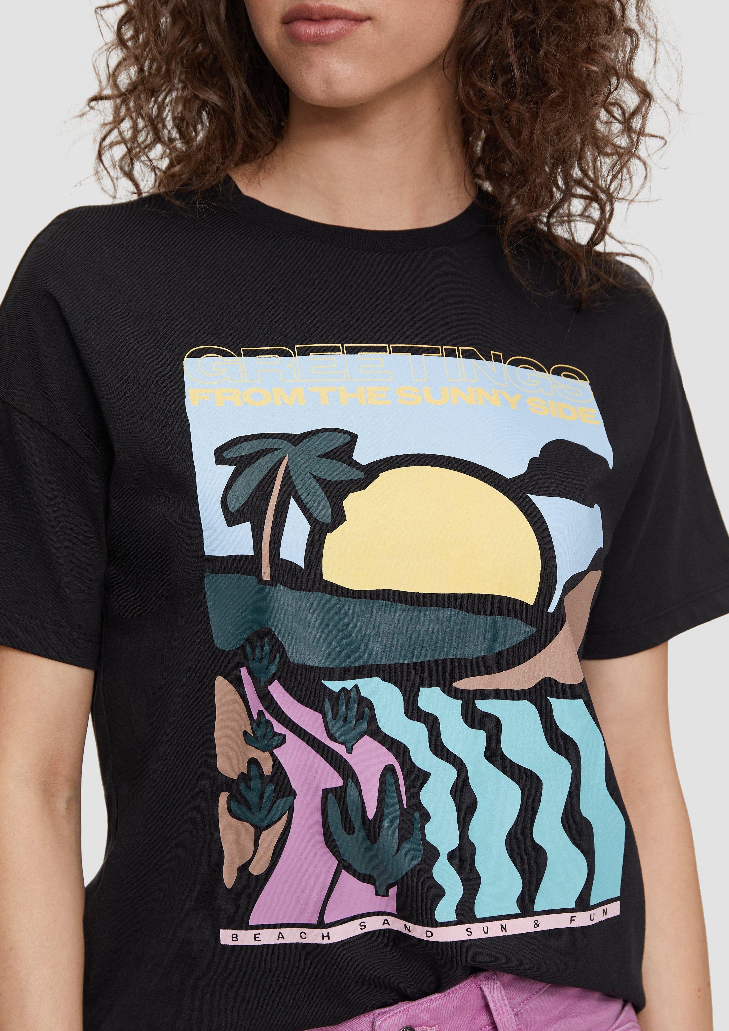 QS Kurzarmshirt Baumwoll-T-Shirt im Loose Fit günstig online kaufen