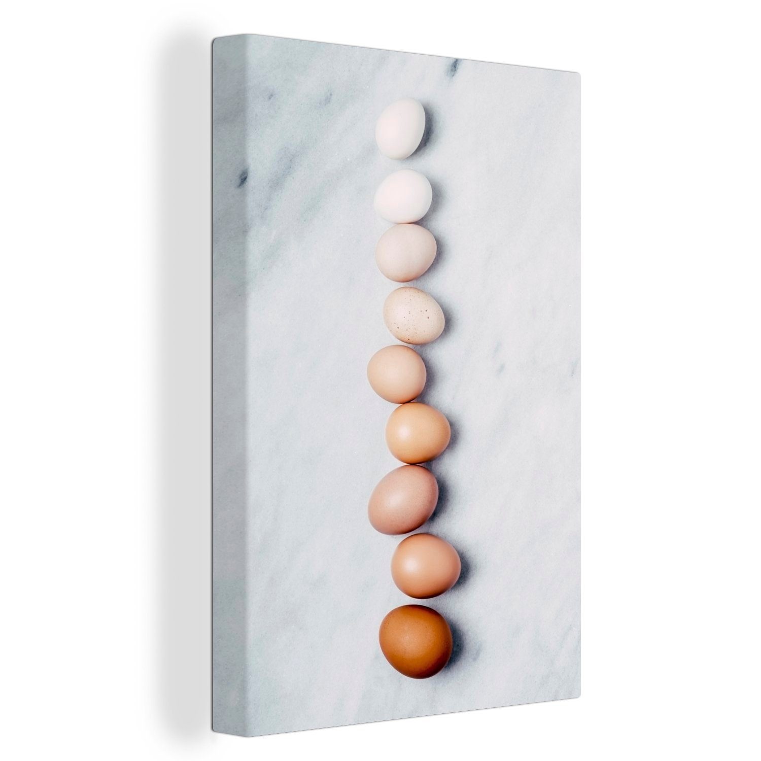 OneMillionCanvasses® Leinwandbild Frische Eier, (1 St), Leinwandbild fertig bespannt inkl. Zackenaufhänger, Gemälde, 20x30 cm