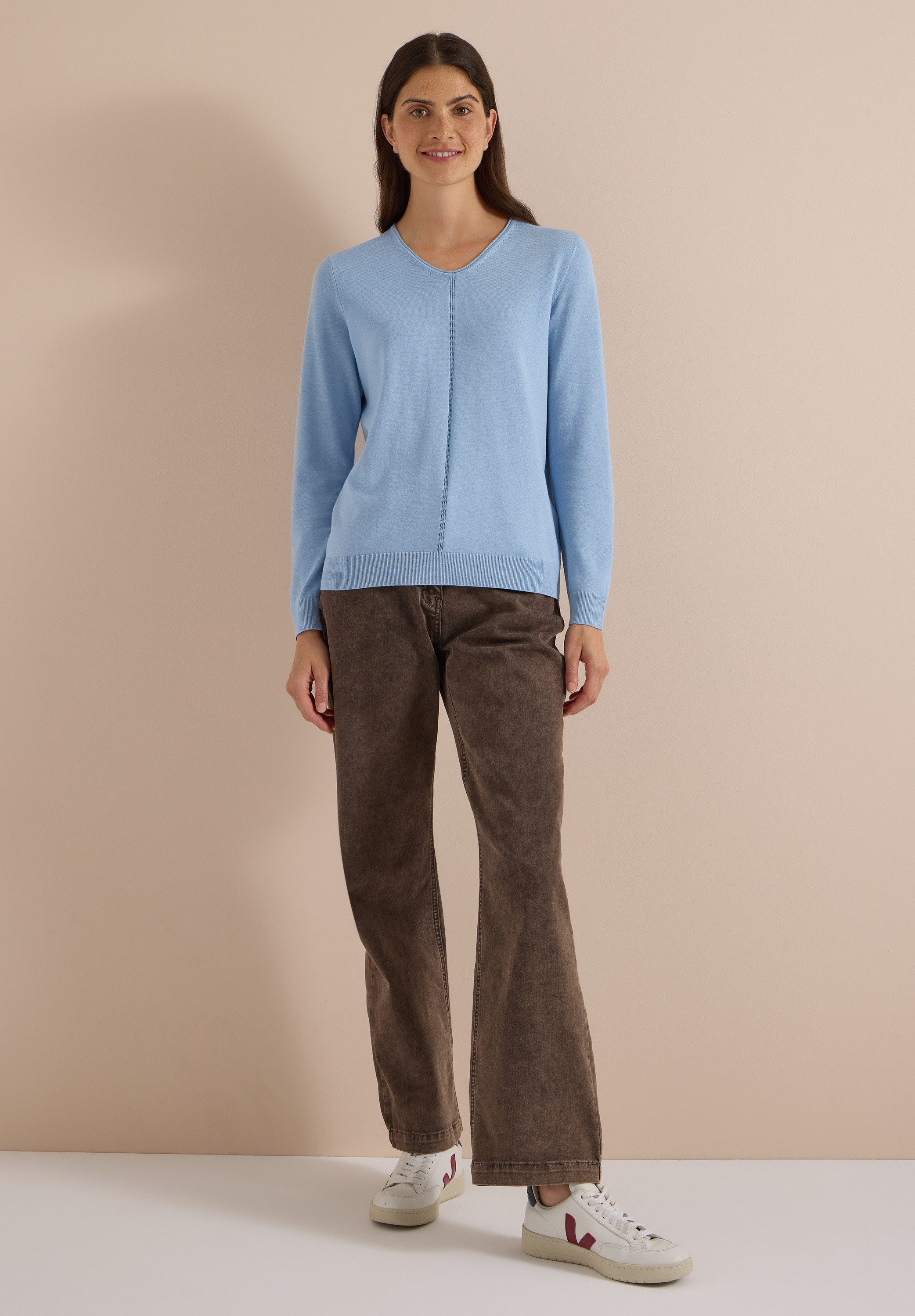 CECIL V-Ausschnitt-Pullover im soften Baumwoll-Mix
