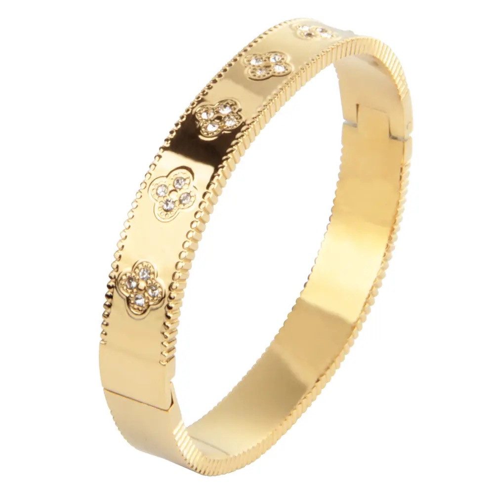 ROUGEMONT Armreif Glücksbringer Damen Armreif Kleeblatt Design Edelstahl 18 günstig online kaufen