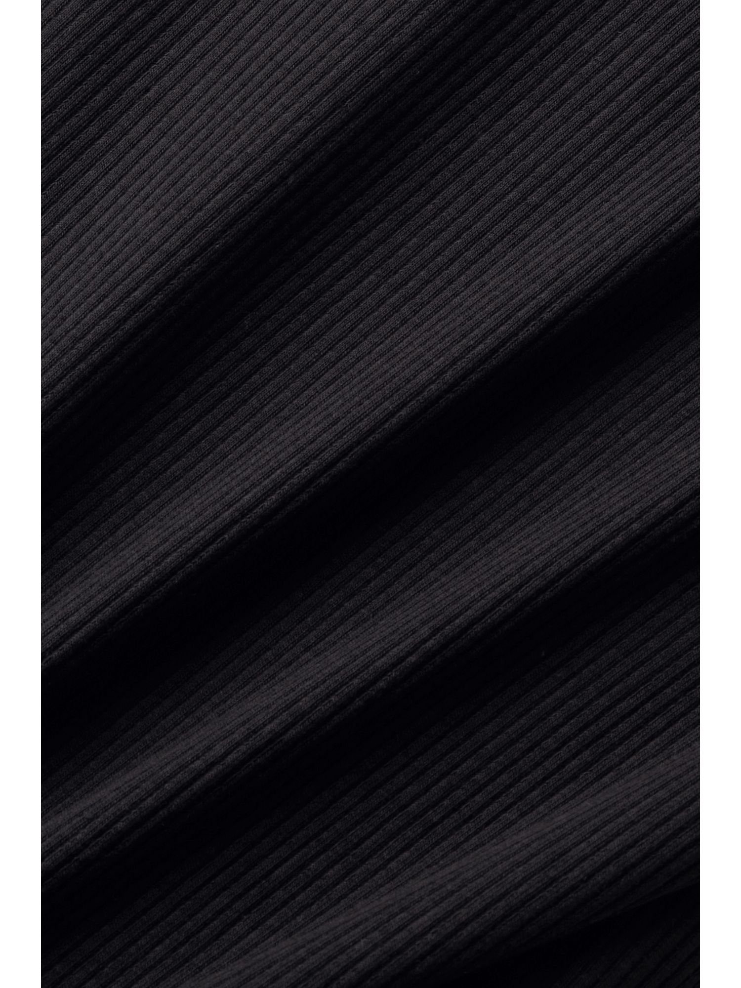 BLACK am mit Esprit (1-tlg) Ausschnitt Langarmshirt Geripptes Häkeldetails Top