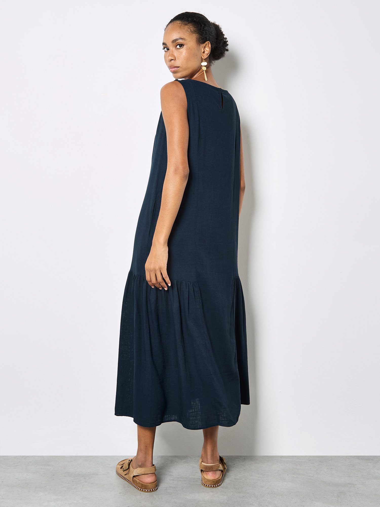 Apricot Midikleid Midikleid mit Falten und Trapezform
