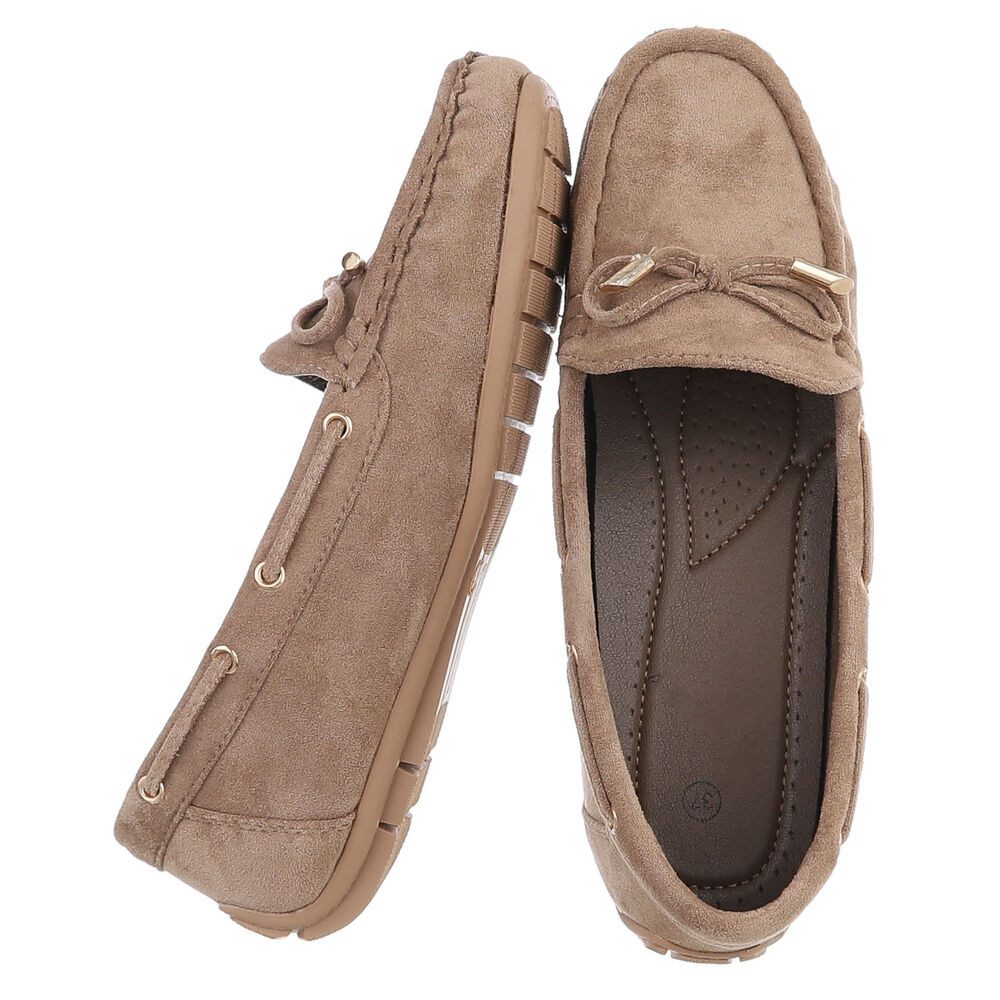 Ital-Design Damen Mokassin mit elegantem Design und optimalem Komfort Slipper (91260993) Flach Mokassins in Hellbraun