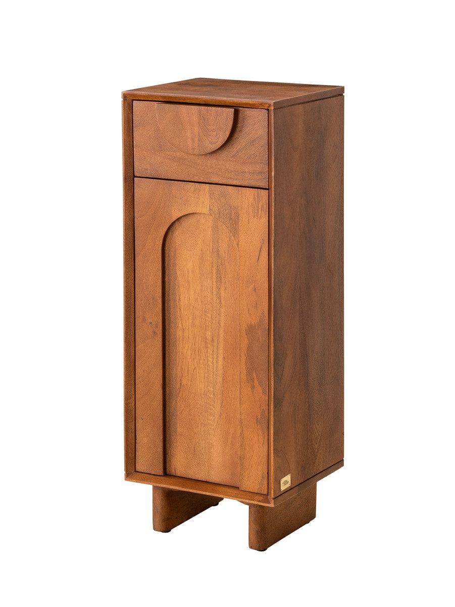 Main Möbel Unterschrank 32x86cm 'Curves' Mango massiv dunkelbraun