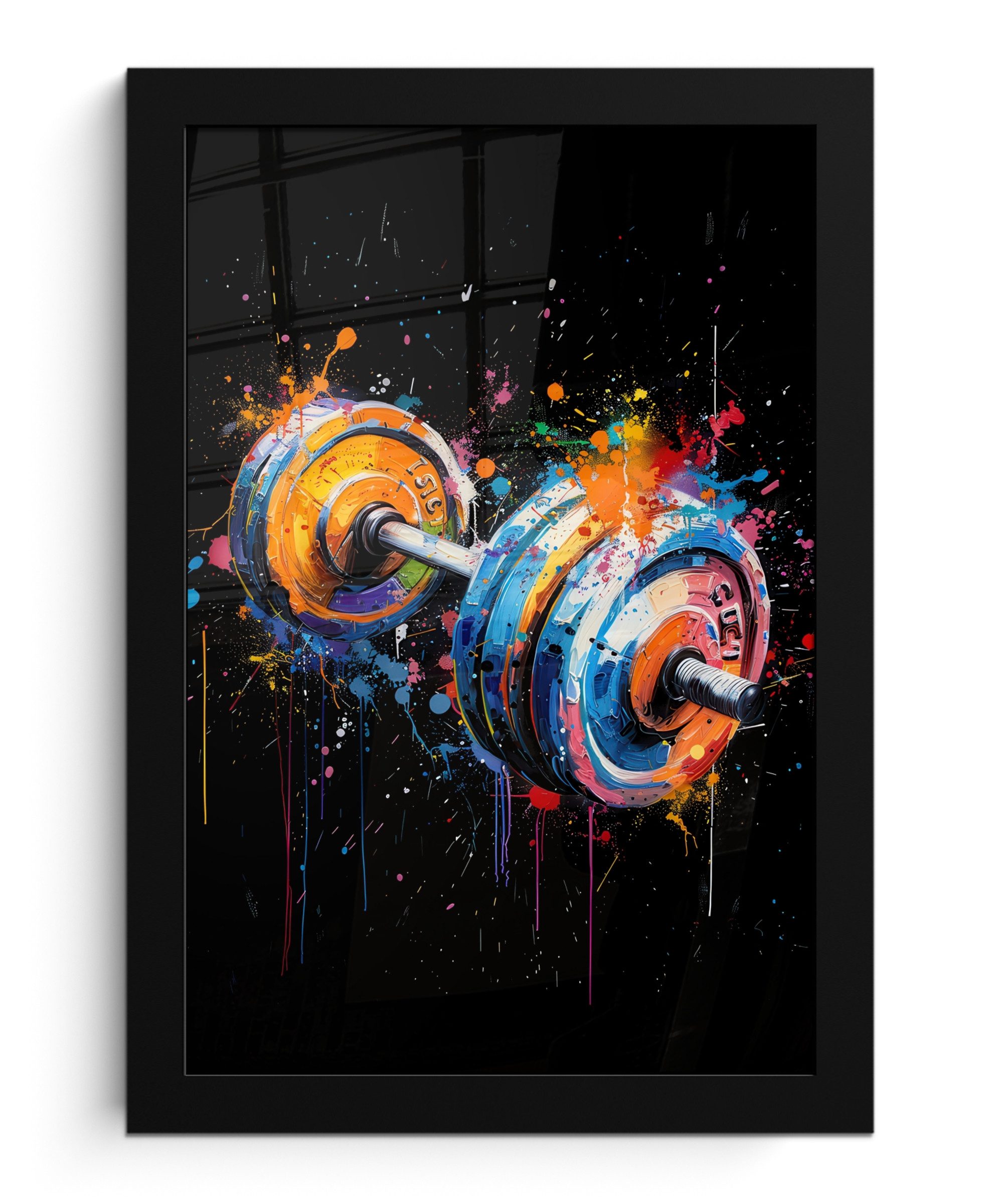 MuchoWow Poster Graffiti - Sport - Fitness - Kurzhantel - Fitnessstudio, (1 St), Bilderrahmen, Zimmer Deko, Bild für Wohnzimmer, 20x30 cm