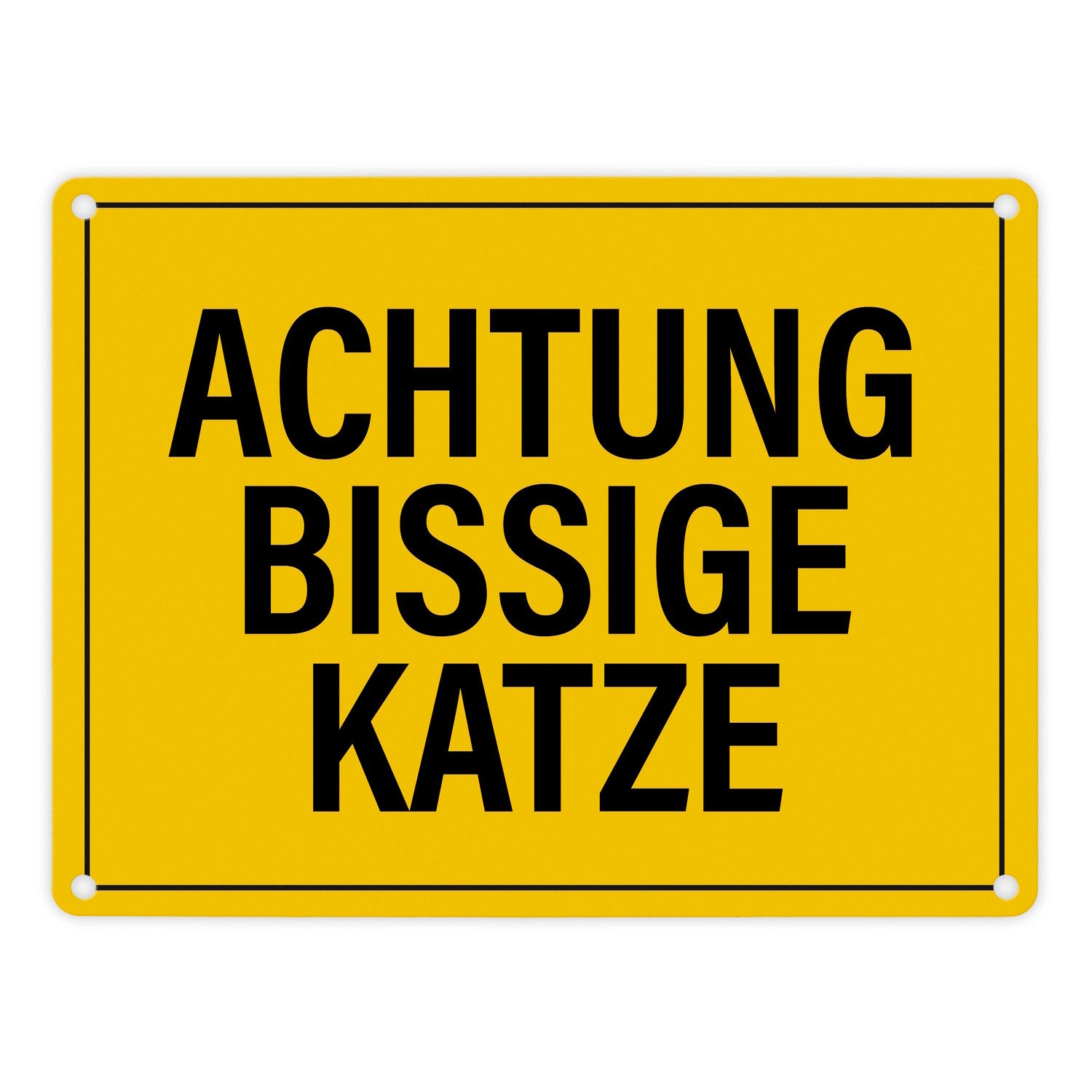 Metallschild Achtung bissige Katze Metallschild in gelb Warnschild Hinweis Katzen