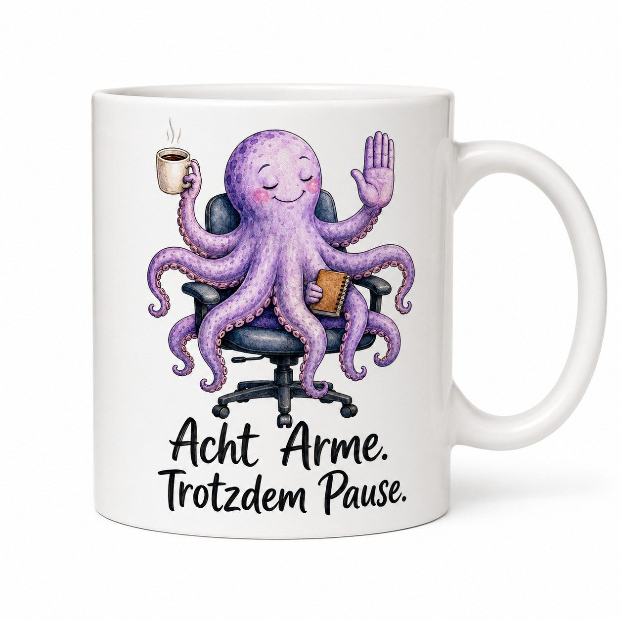 WS-Trend Tasse Pausen-Oktopus Tasse - Geschenk mit Spruch - Geschenktasse aus Keramik, Keramik