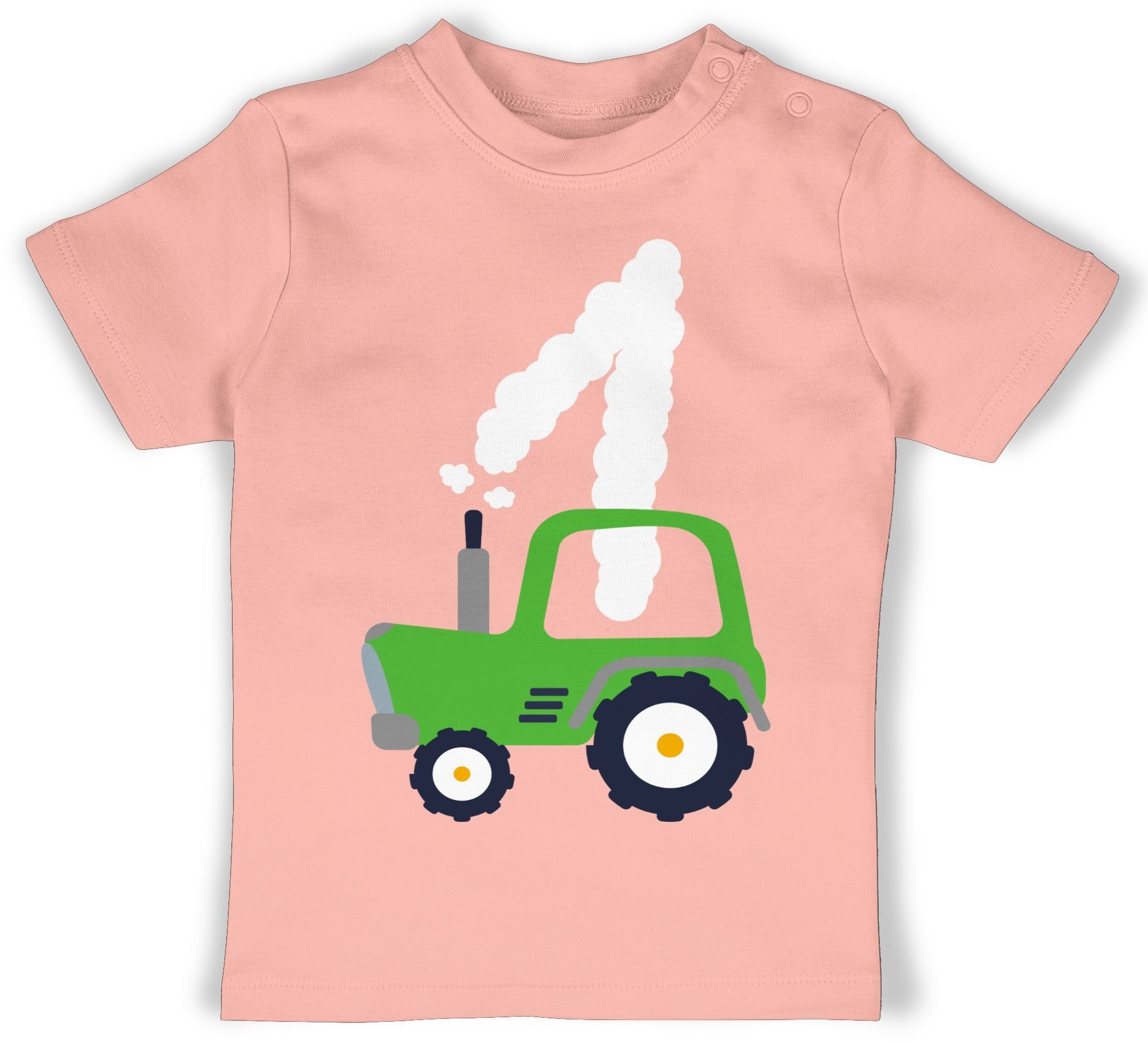 Shirtracer T-Shirt Traktor Geburtstag Eins 1. Geburtstag 2 Babyrosa