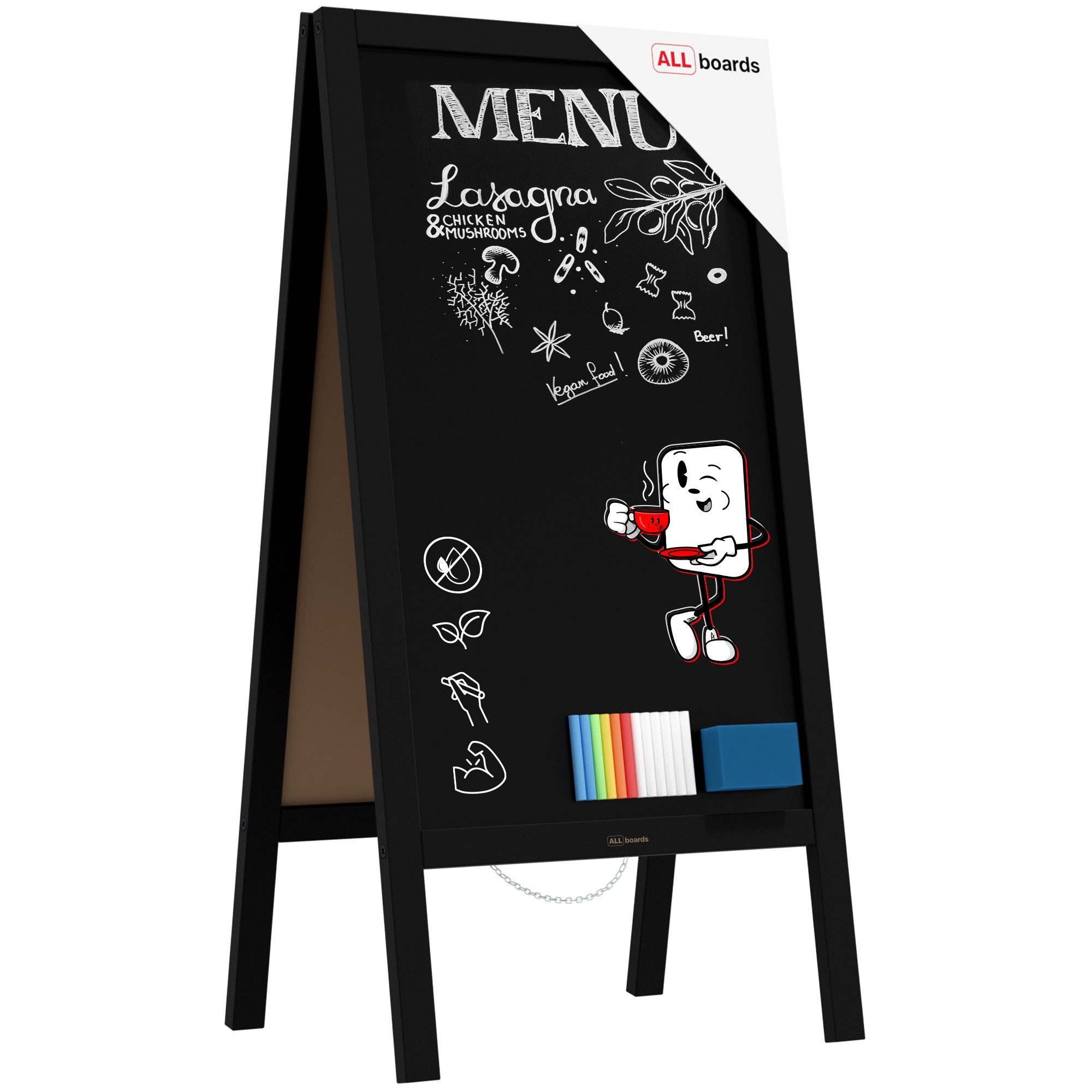 ALLboards Standtafel ALLboards Kundenstopper mit lackiertem Holzrahmen Werbetafel