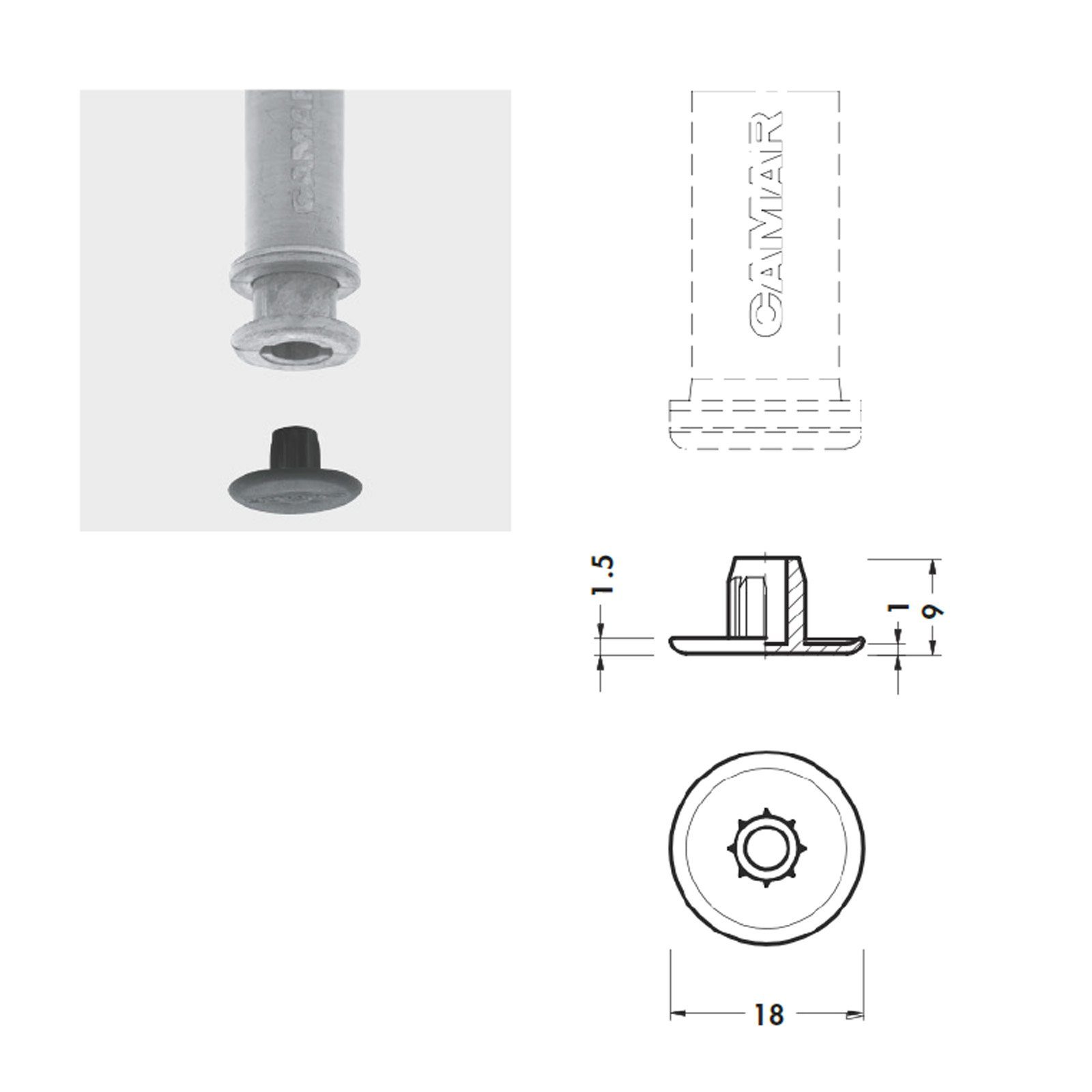 14 mm Einbohren, Sockel-Höhenversteller SO-TECH® / Möbelfuß Möbelfuß Höhe zum Ø 52-70 mm (1-St)