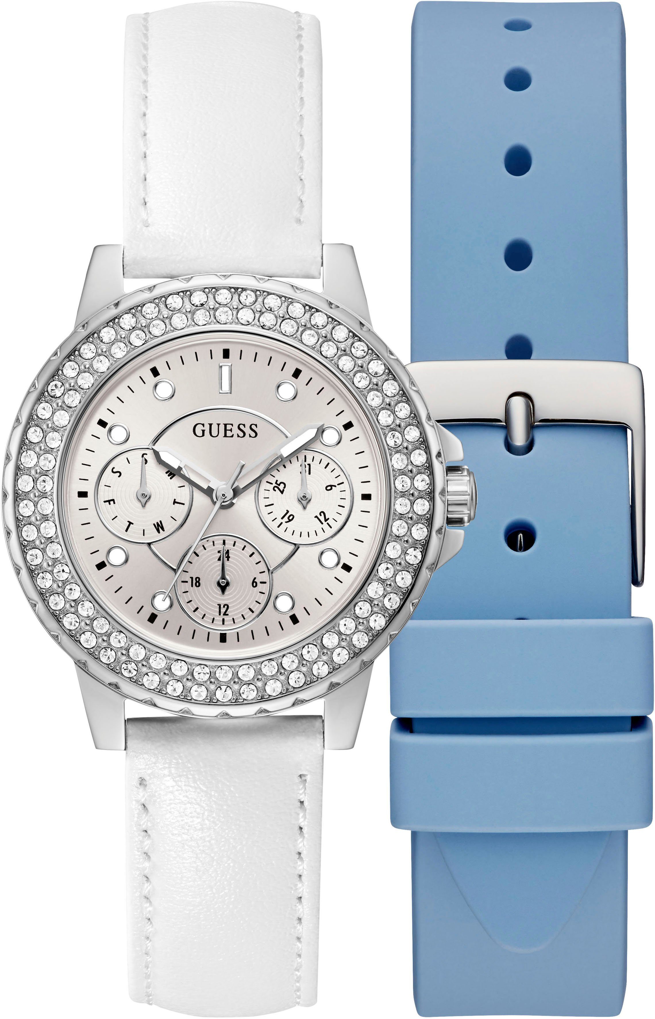 Guess Multifunktionsuhr CROWN JEWEL GW0660L1, (Set, günstig online kaufen