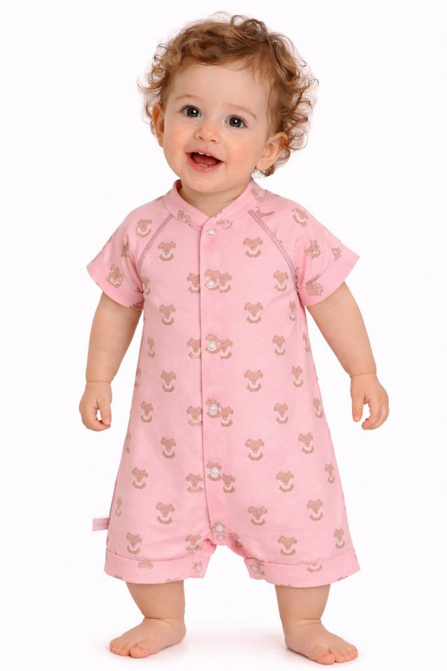 La Bortini Spieler Spieler Baby Romper kurzer Strampler in Rosa mit Fuchsen aus reiner Baumwolle, 44 50 56 62 68 74 80 86