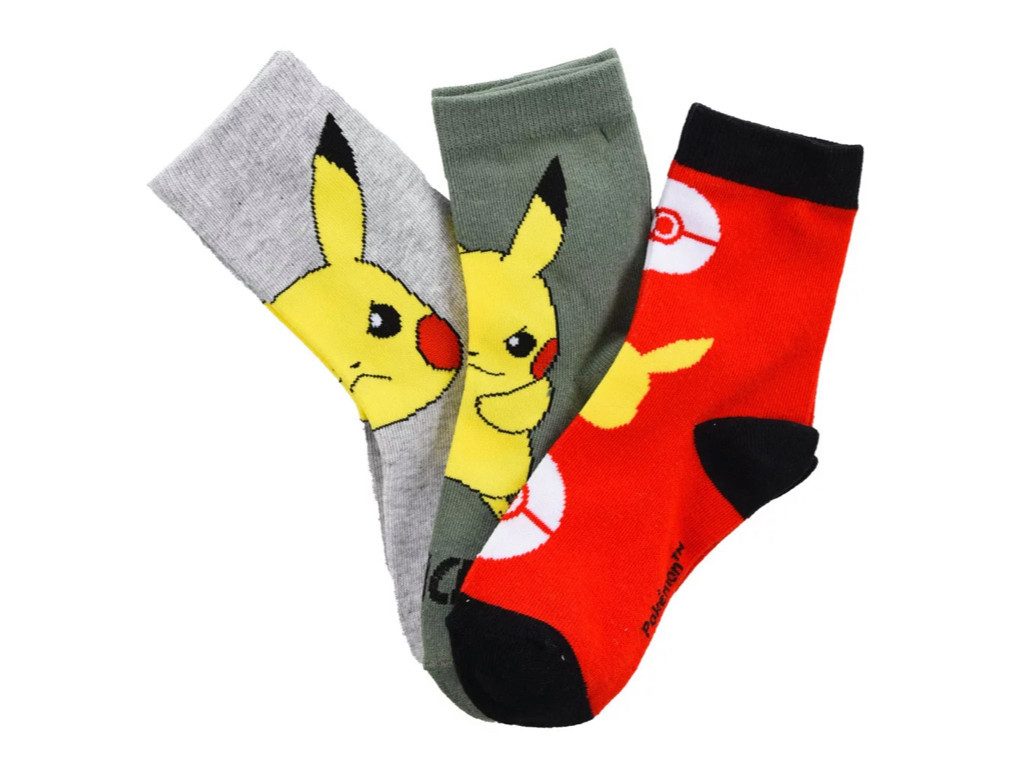 Socken 3er Pack Pikatchu Kindersocken Pokémon