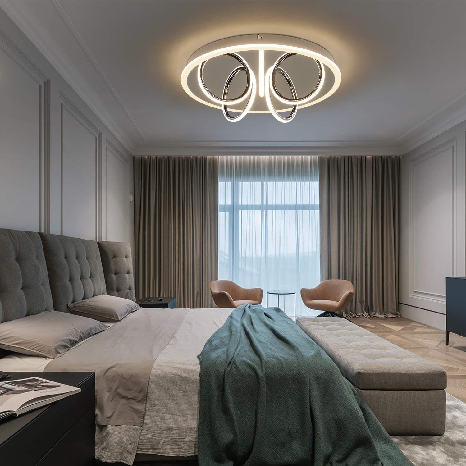ZMH LED Deckenleuchte Beleuchtung, fest Schlafzimmer Küche integriert Rund Modern Warmweiß LED