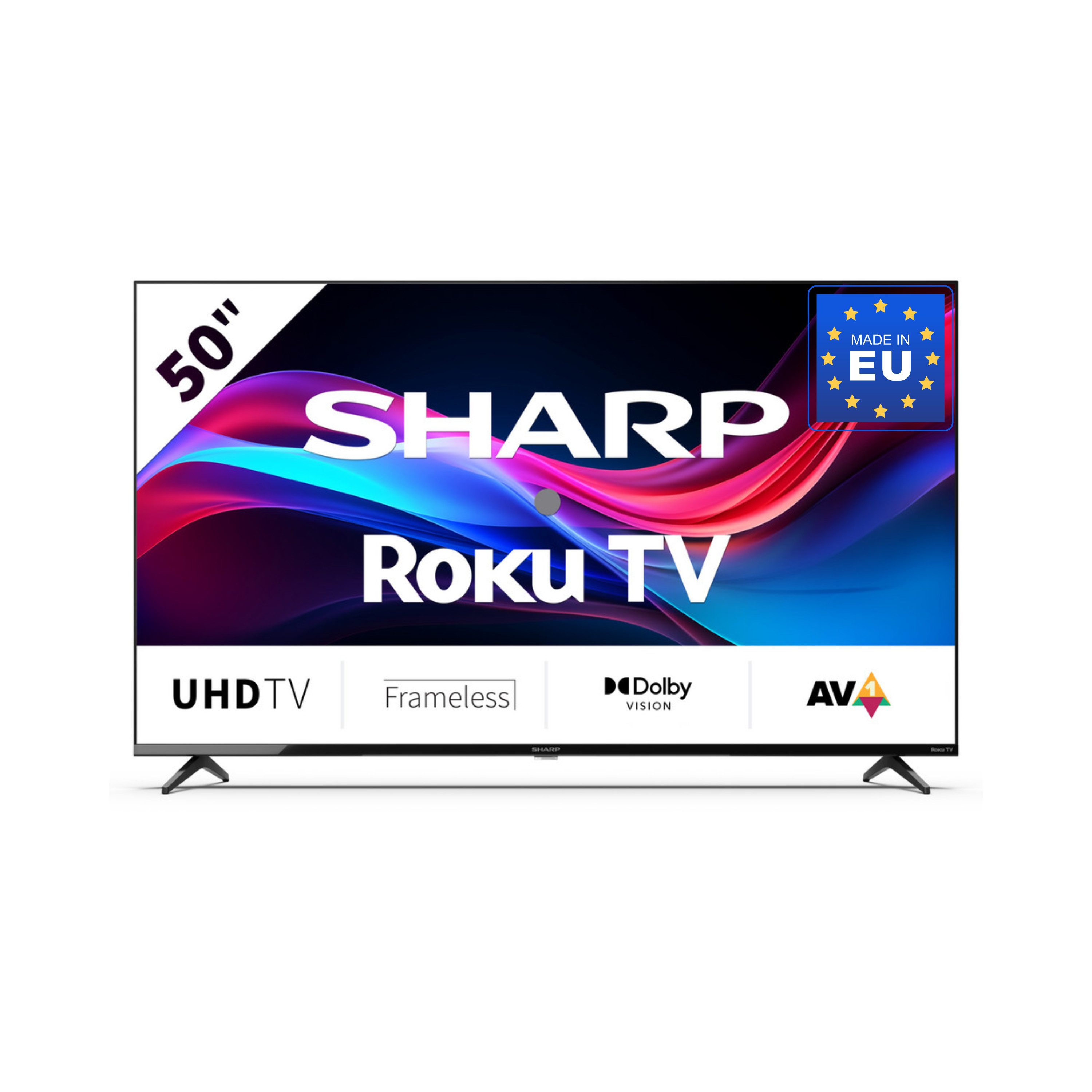 Sharp 4T-C50GJx LED-Fernseher (126 cm/50 Zoll, UHD 4K, rahmenloser 4K Ultra High Definition LED Sharp Roku TV mit DolbyVision)