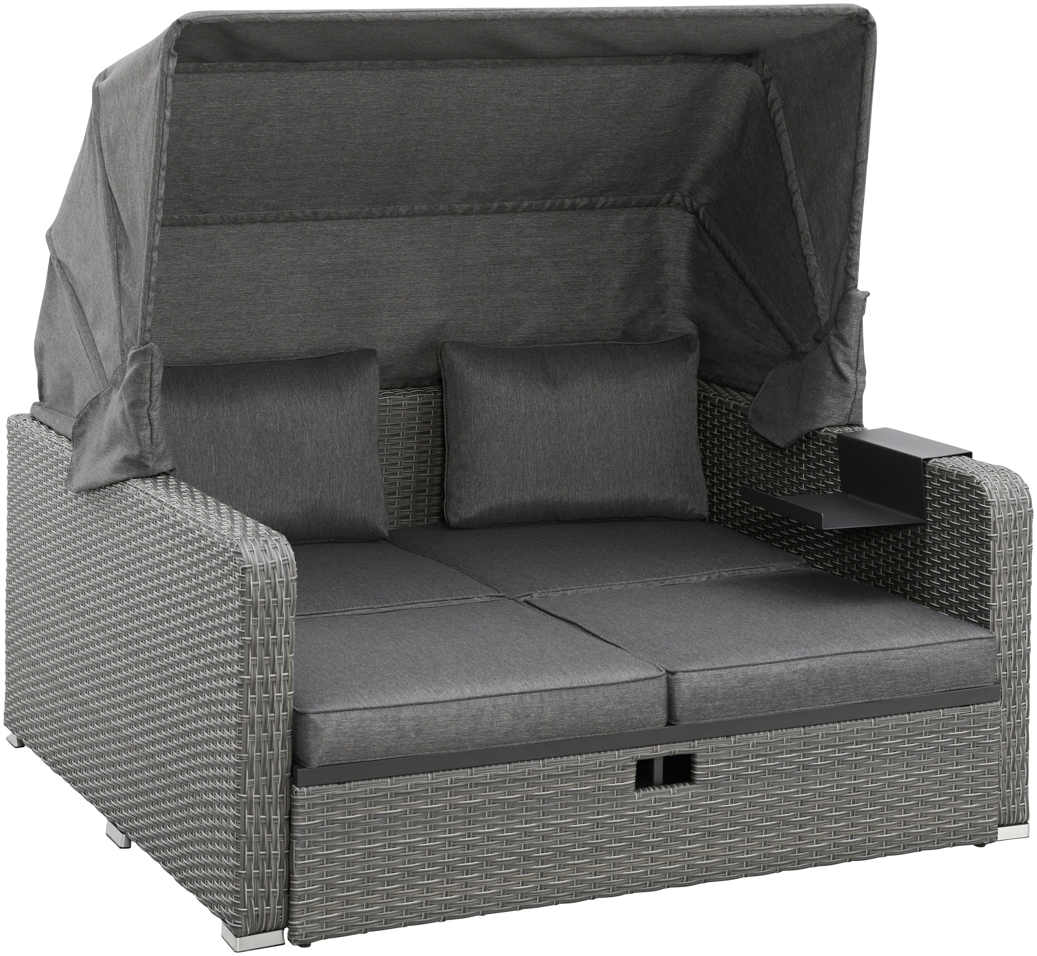 KONIFERA Loungebett Sylt, Set 8 Teile, ausziehbares Sofa, Hängetisch, mit klappbarem Dach, Strandkorb
