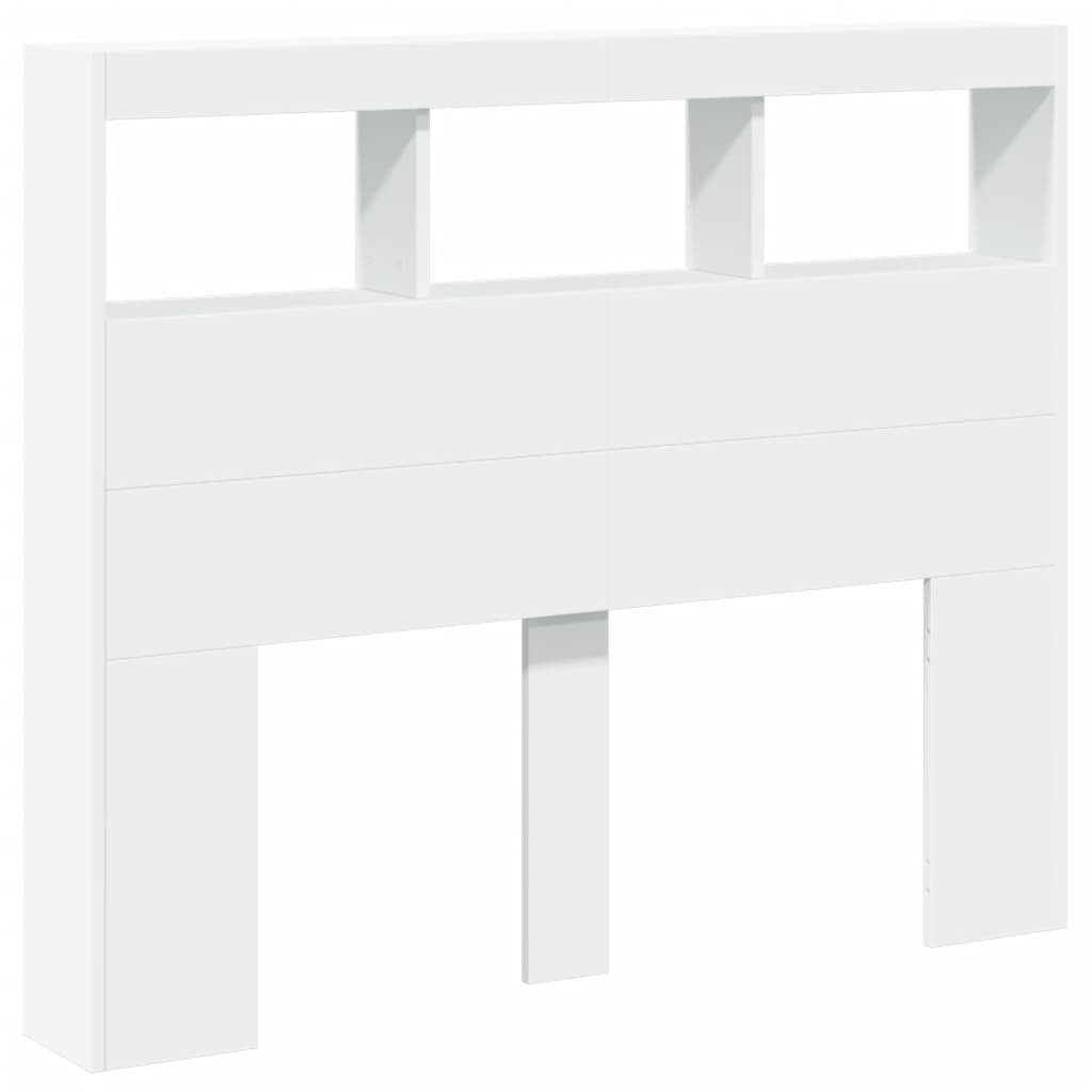 vidaXL Bett LED-Kopfteil mit Ablagen Weiß 120x17x102 cm (1-tlg)