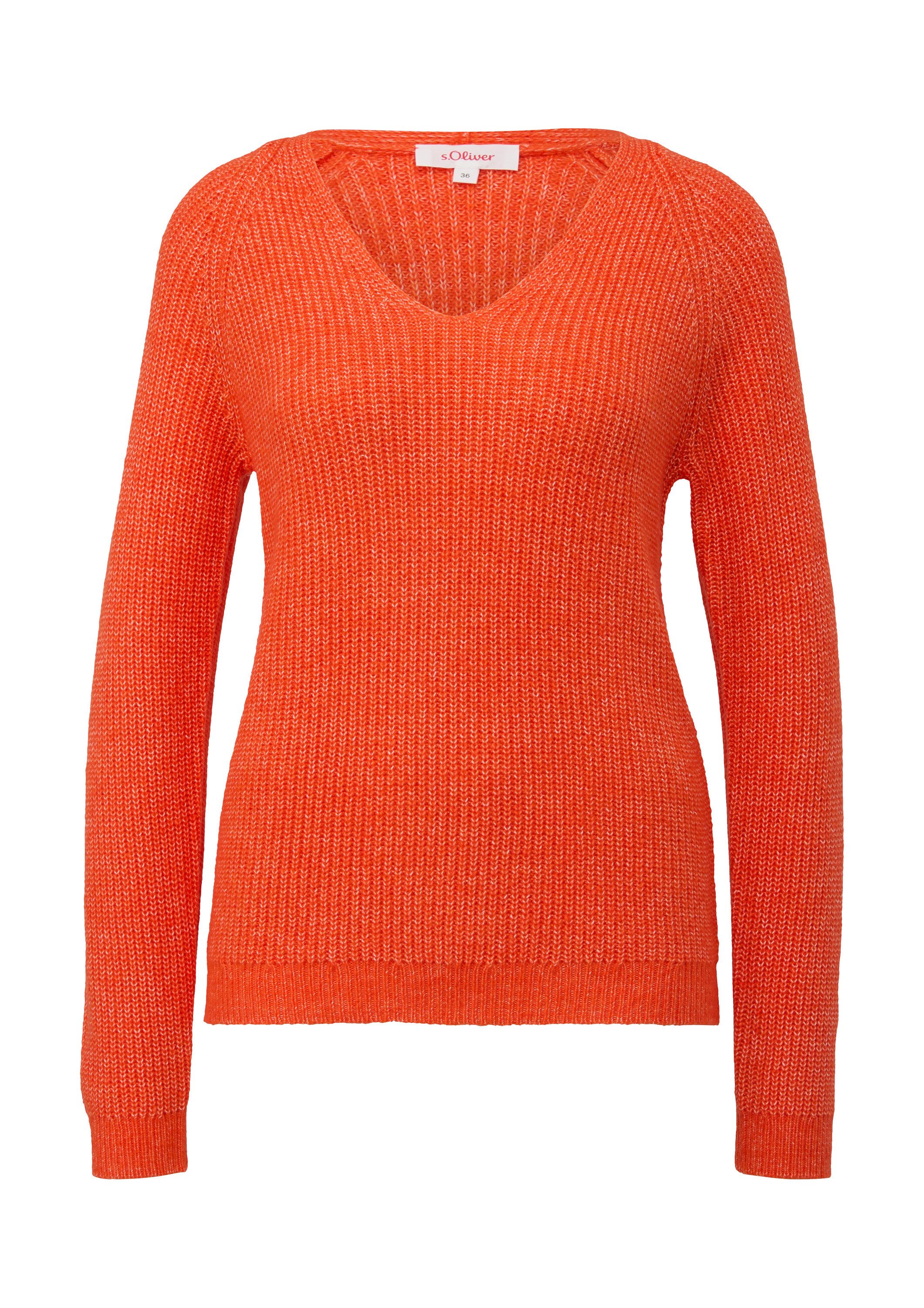 s.Oliver Longpullover Strickpullover Strickpullover mit Rippstruktur günstig online kaufen