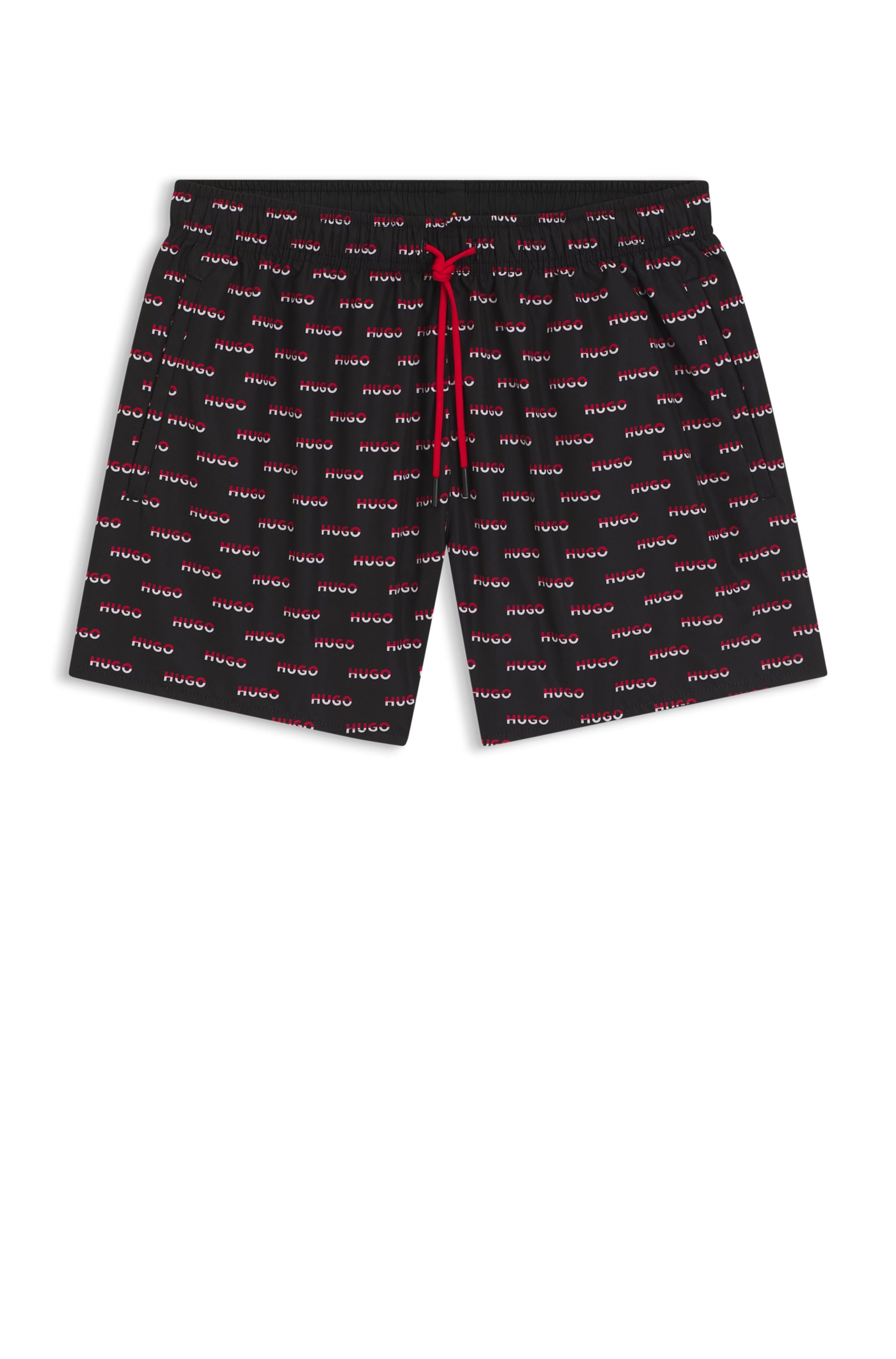 HUGO Badehose durchgehender Split-Logo-Print, Verstellbarer Tunnelzug günstig online kaufen